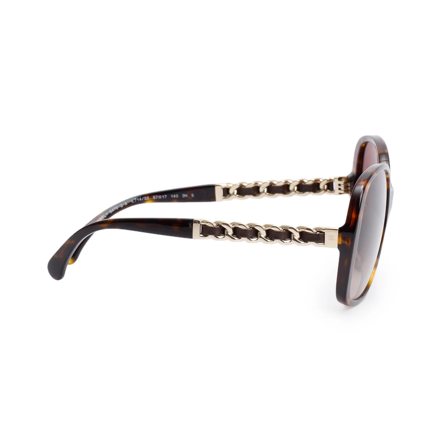 Chanel 5470QA Havana Lambskin Acetate Chain Square Sunglasses w/ Box & Case - Image 3