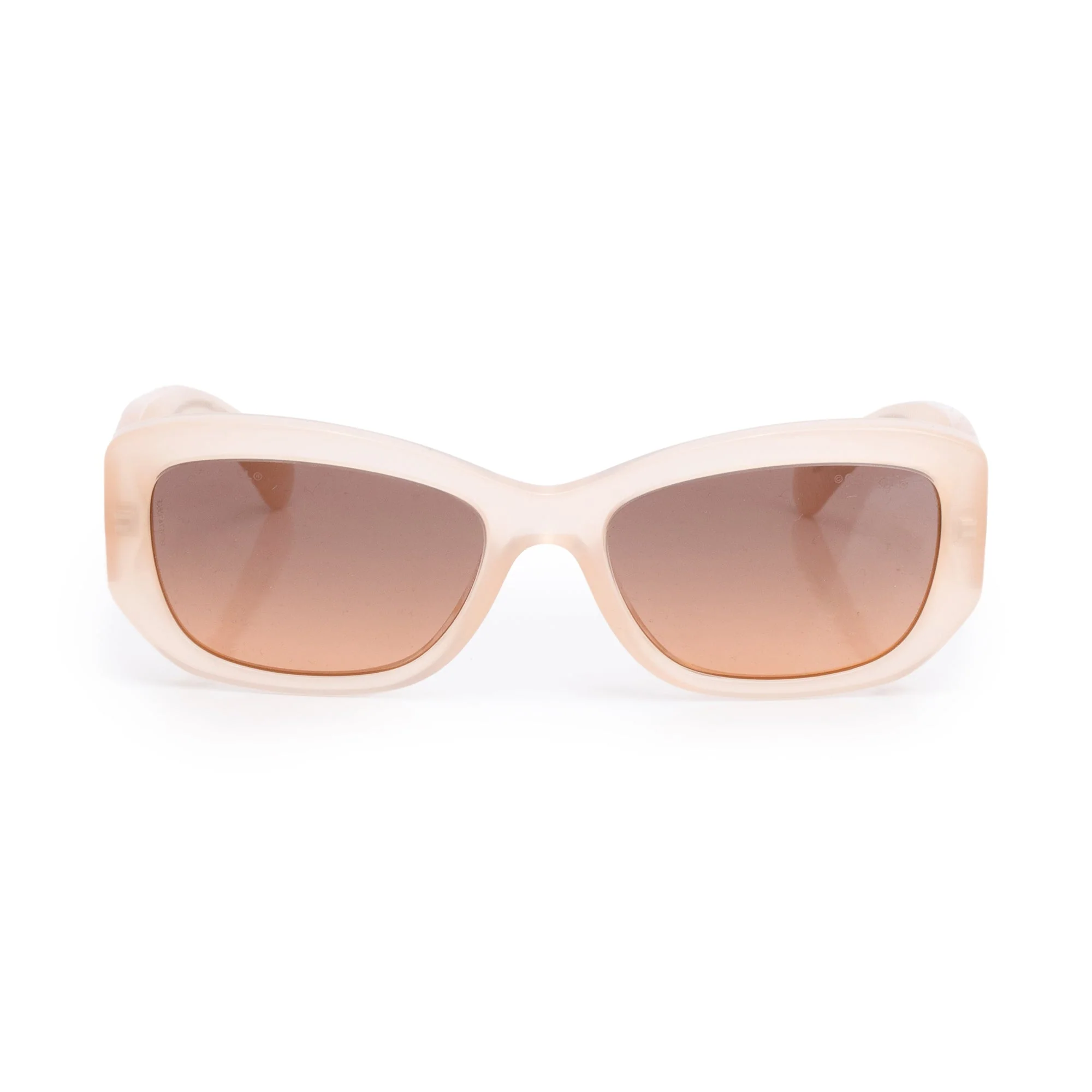 Chanel 5493-A Coral Acetate CC Logo Rectangle Sunglasses w/ Case