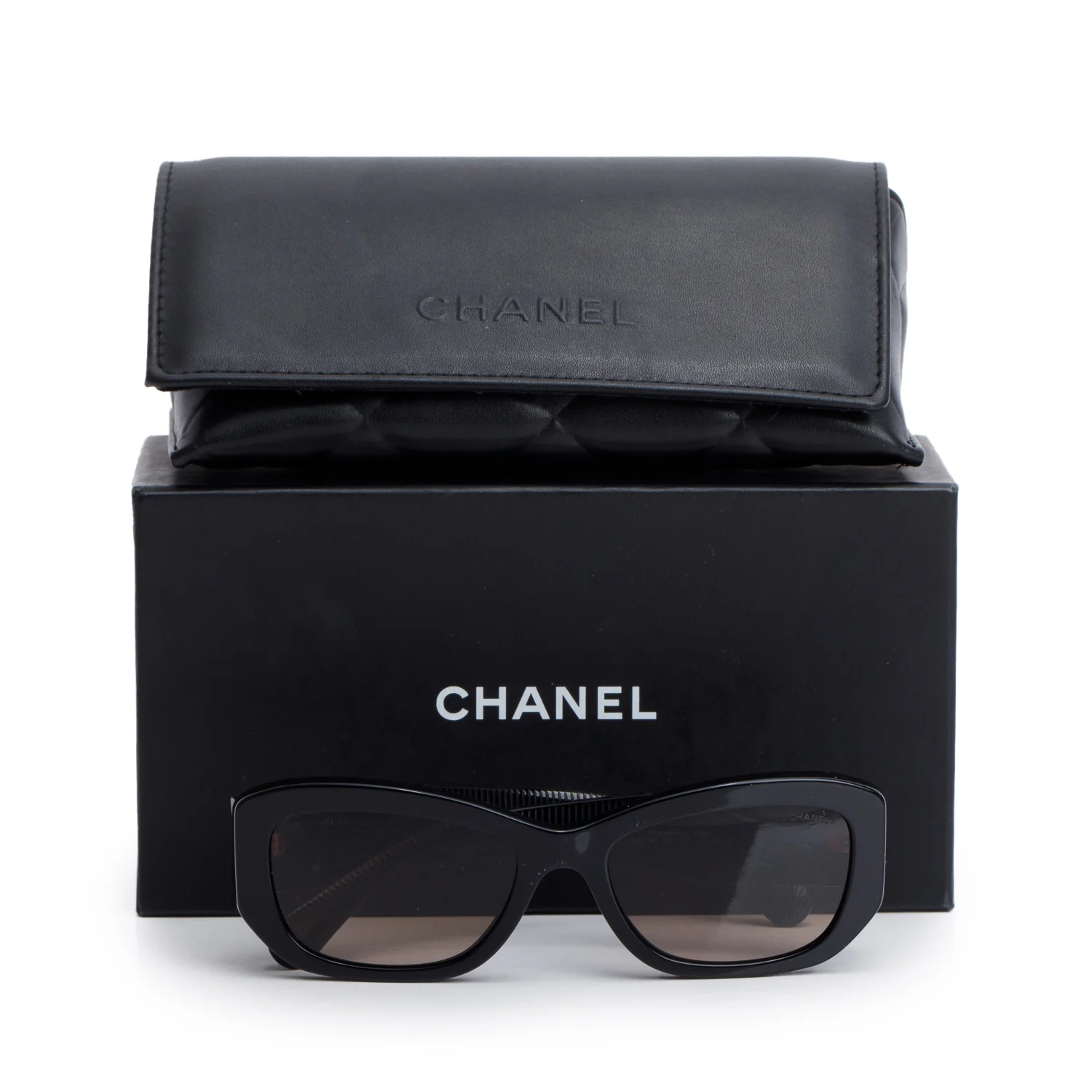 Chanel 5493 Black Acetate CC Logo Rectangle Sunglasses w/ Box & Case - Image 2