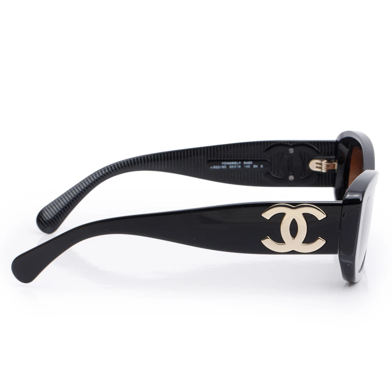 Chanel 5493 Black Acetate CC Logo Rectangle Sunglasses w/ Box & Case - Image 3