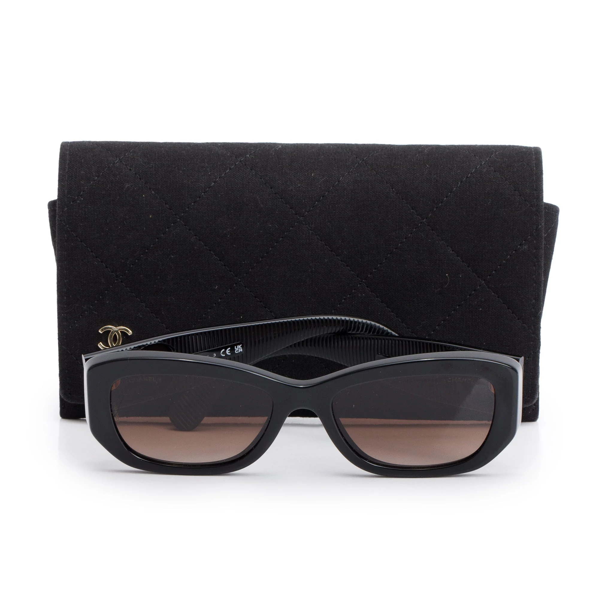 Chanel 5493 Black Acetate CC Logo Rectangle Sunglasses w/ Case - Image 5