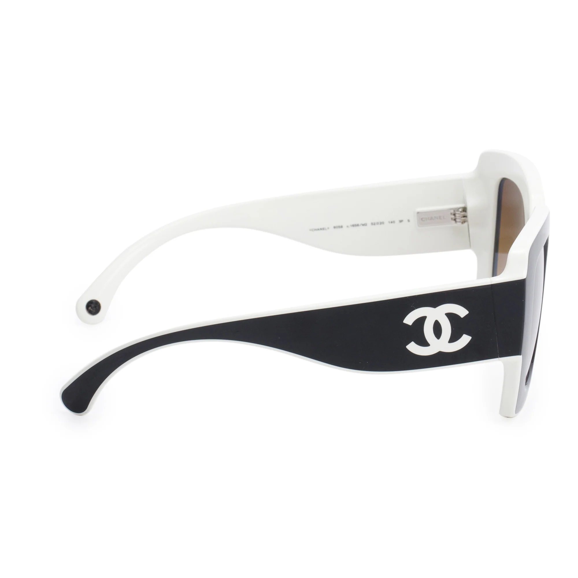 Chanel 6059 Black/White Acetate Polarized CC Logo Square Sunglasses w/ Box & Case - Image 3