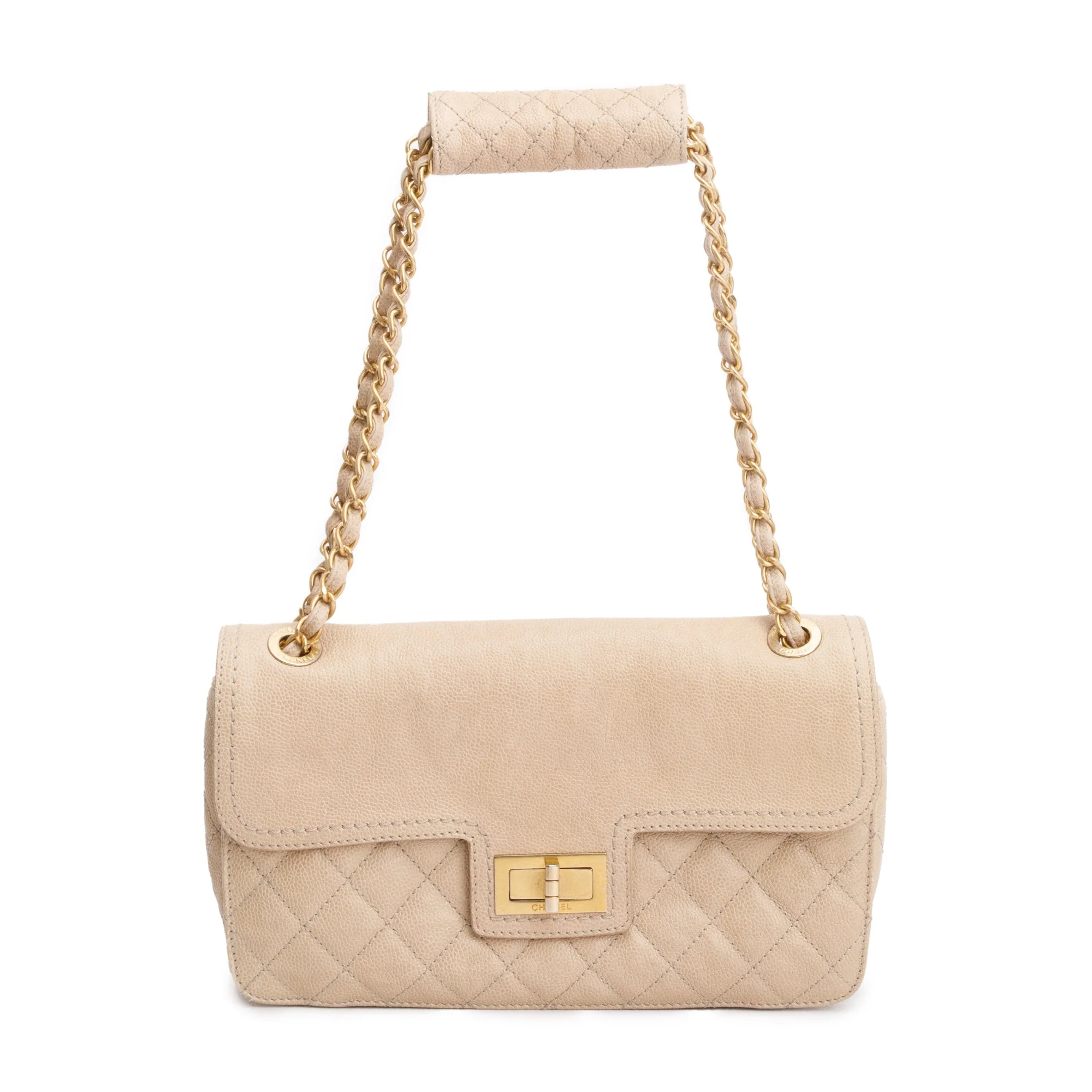 Chanel Beige Caviar Leather 2.55 Reissue Single Flap Bag - Image 3