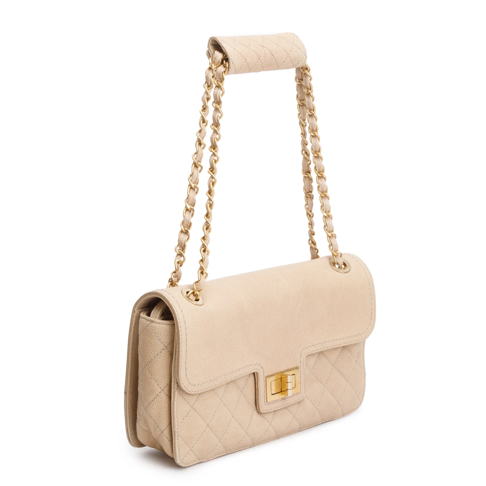 Chanel Beige Caviar Leather 2.55 Reissue Single Flap Bag - Image 4