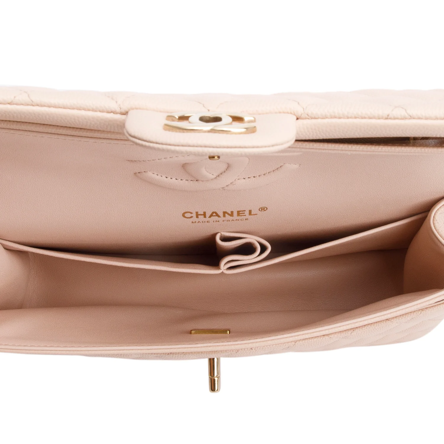 Chanel Beige Caviar Leather Classic Medium Double Flap - Image 8