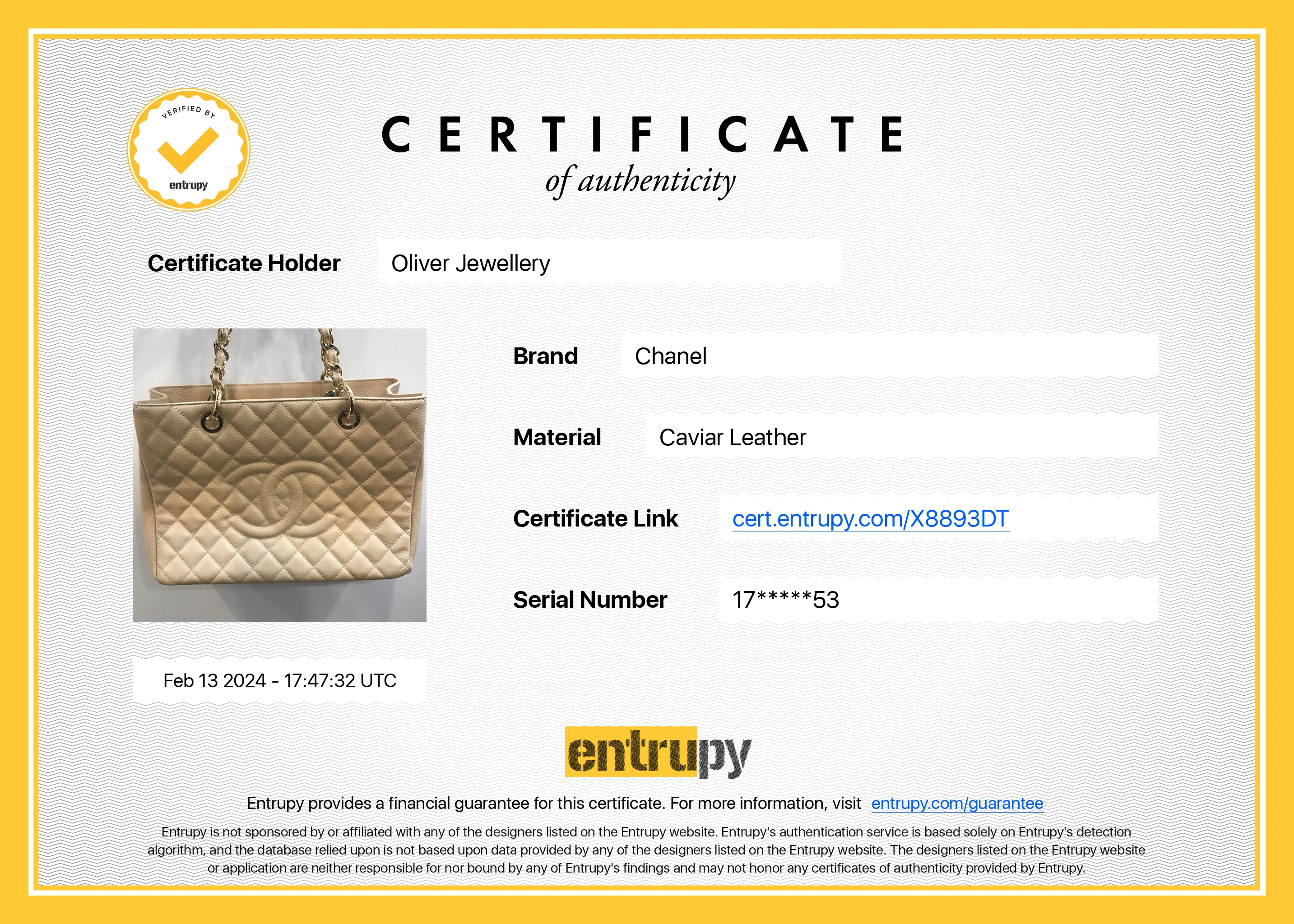 Chanel Beige Caviar Leather Grand Shopping Tote (GST) w/ Authentcity Card - Image 12