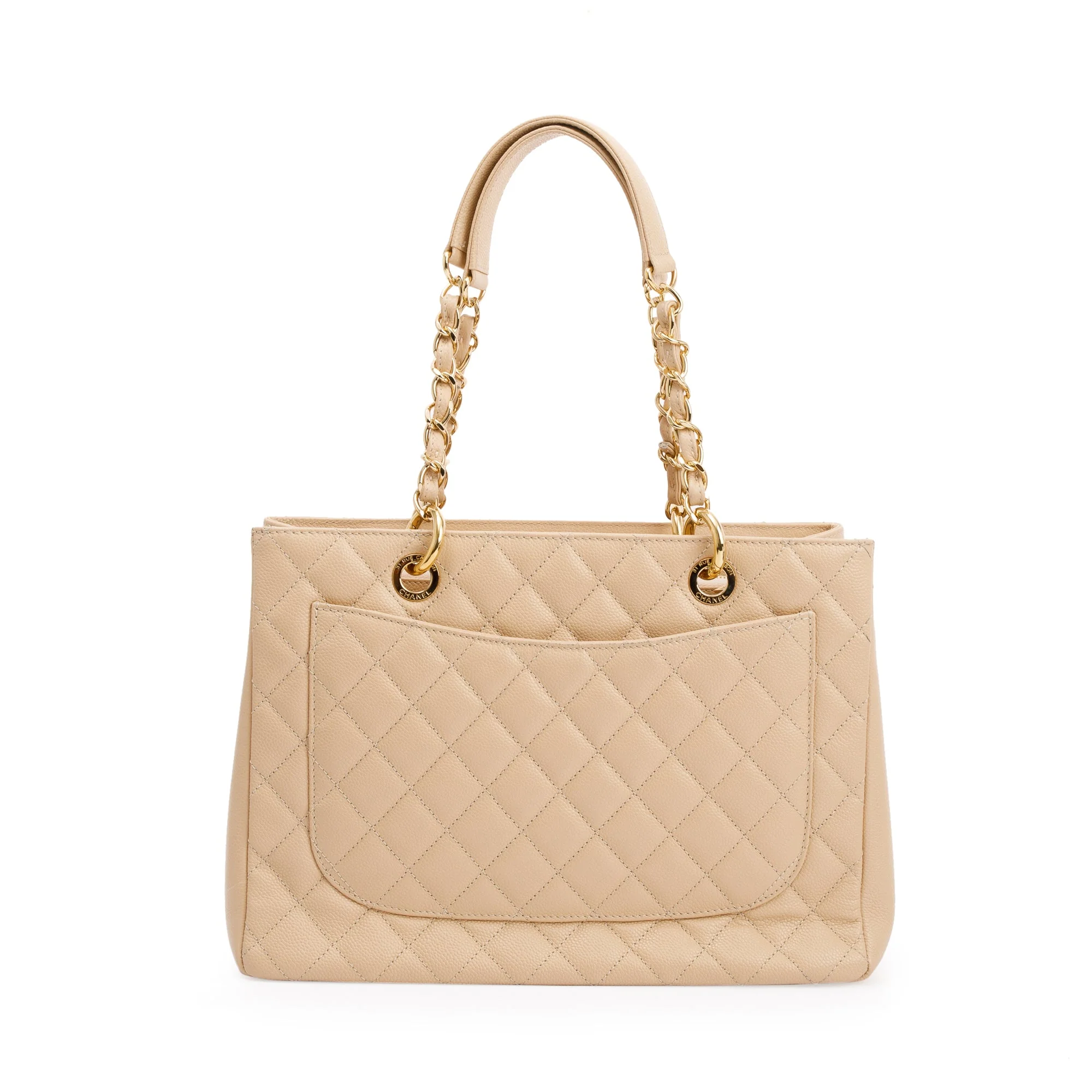 Chanel Beige Caviar Leather Grand Shopping Tote (GST) w/ Authentcity Card - Image 4