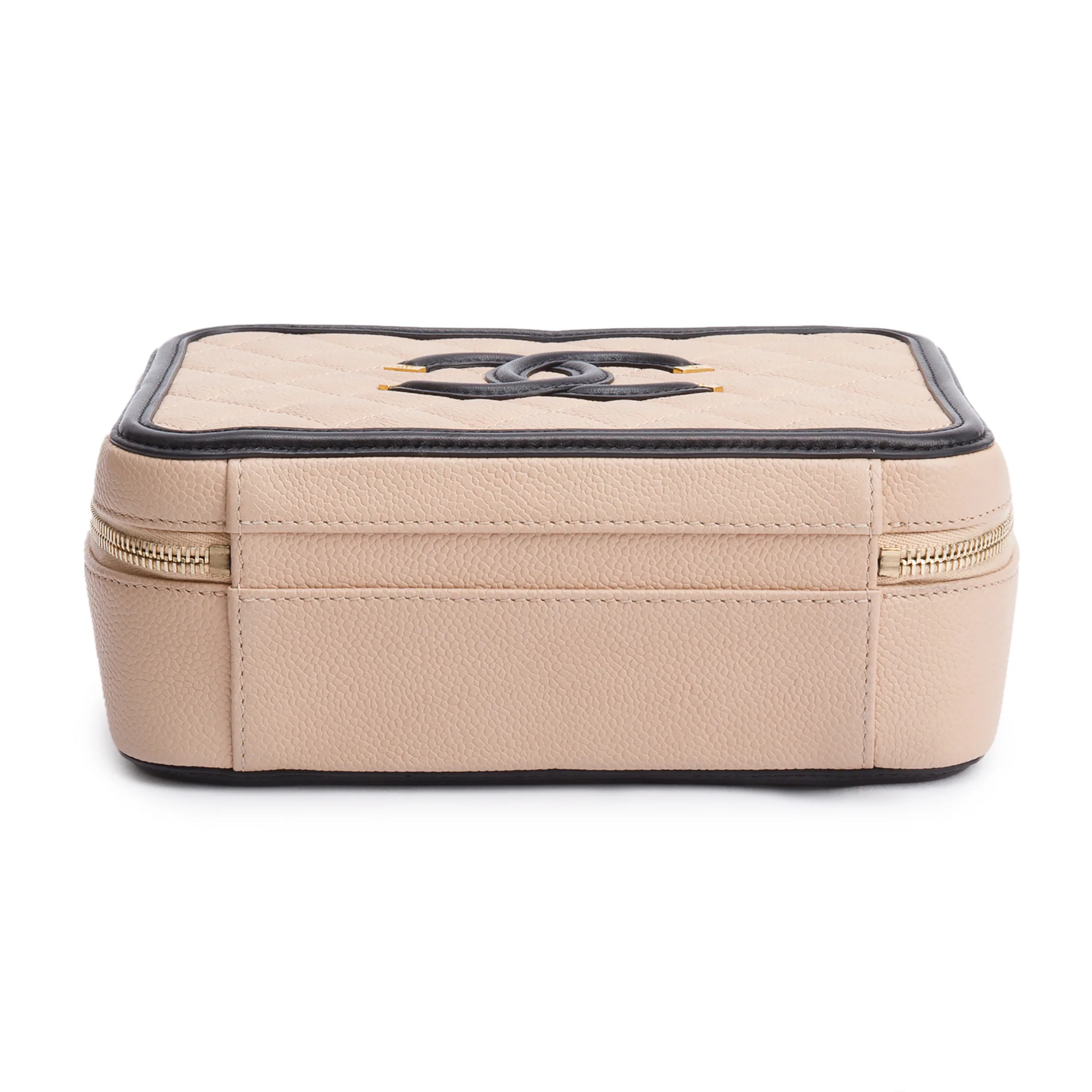 Chanel Beige Caviar Quilted Leather CC Filigree Medium Vanity Case w/ Box & Authenticity Card - Image 8