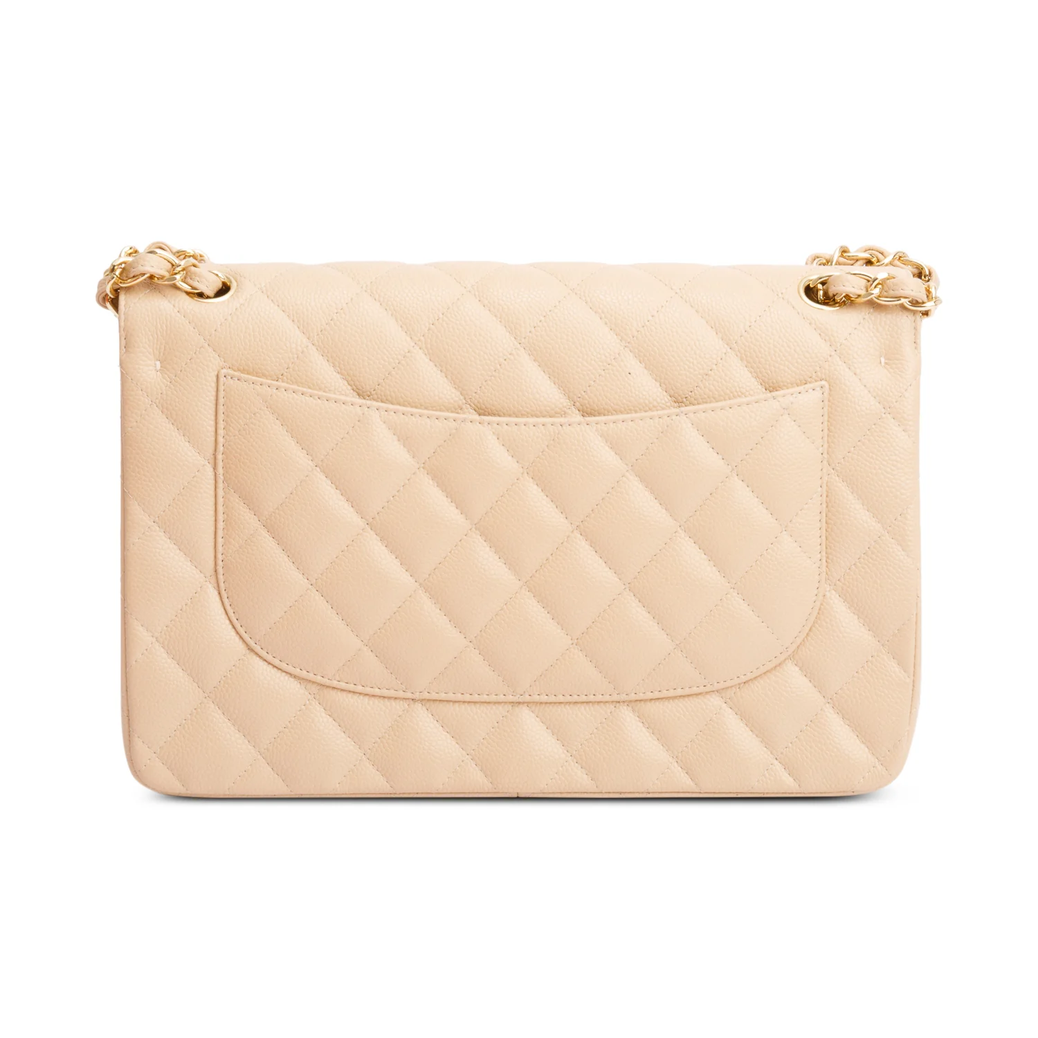 Chanel Beige Quilted Caviar Leather Classic Jumbo Double Flap Bag w/ Authenticity Card - Image 5