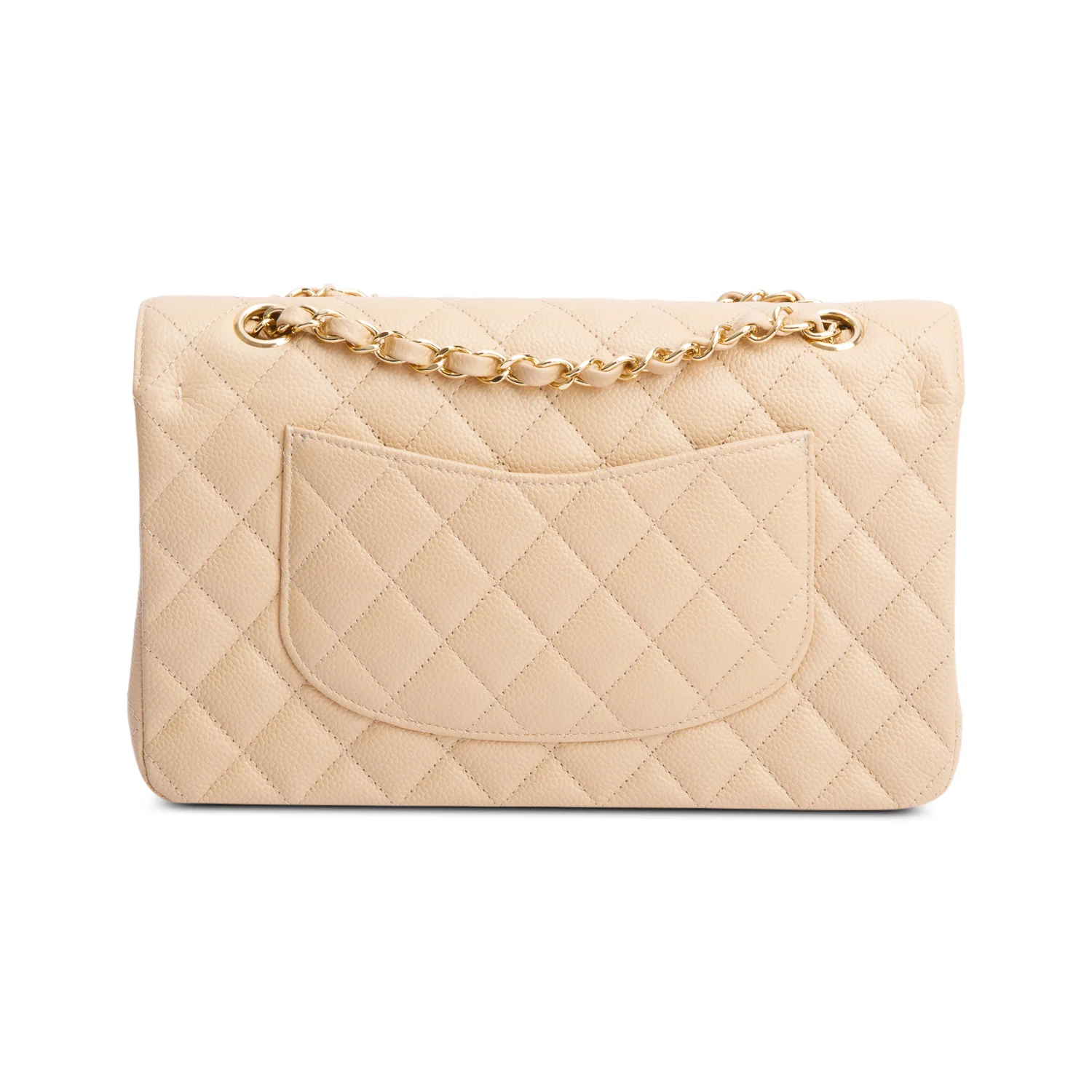 Chanel Beige Quilted Caviar Leather Classic Medium Double Flap Bag w/ Box & Authenticity Card - Image 6