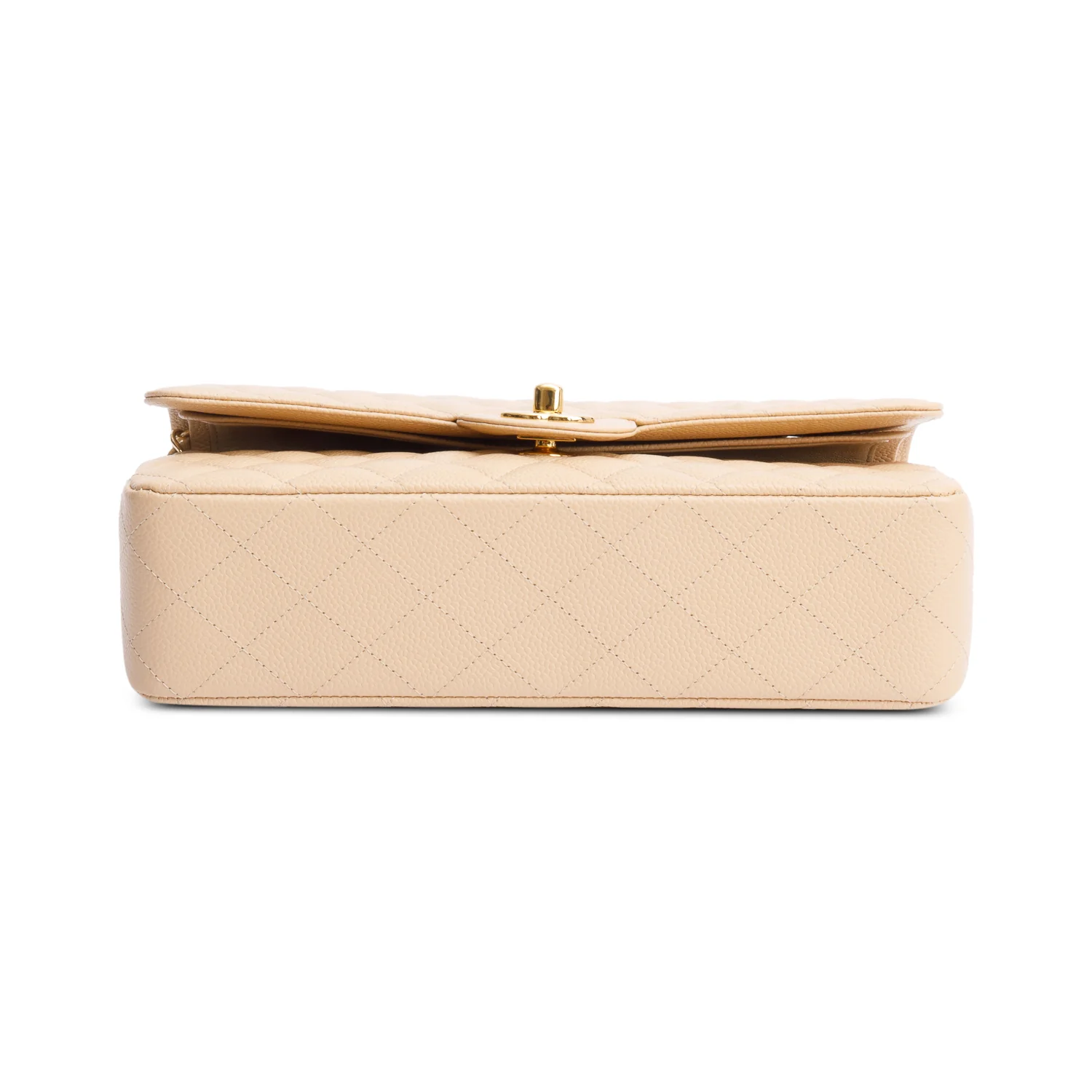 Chanel Beige Quilted Caviar Leather Classic Medium Double Flap Bag w/ Box & Authenticity Card - Image 8