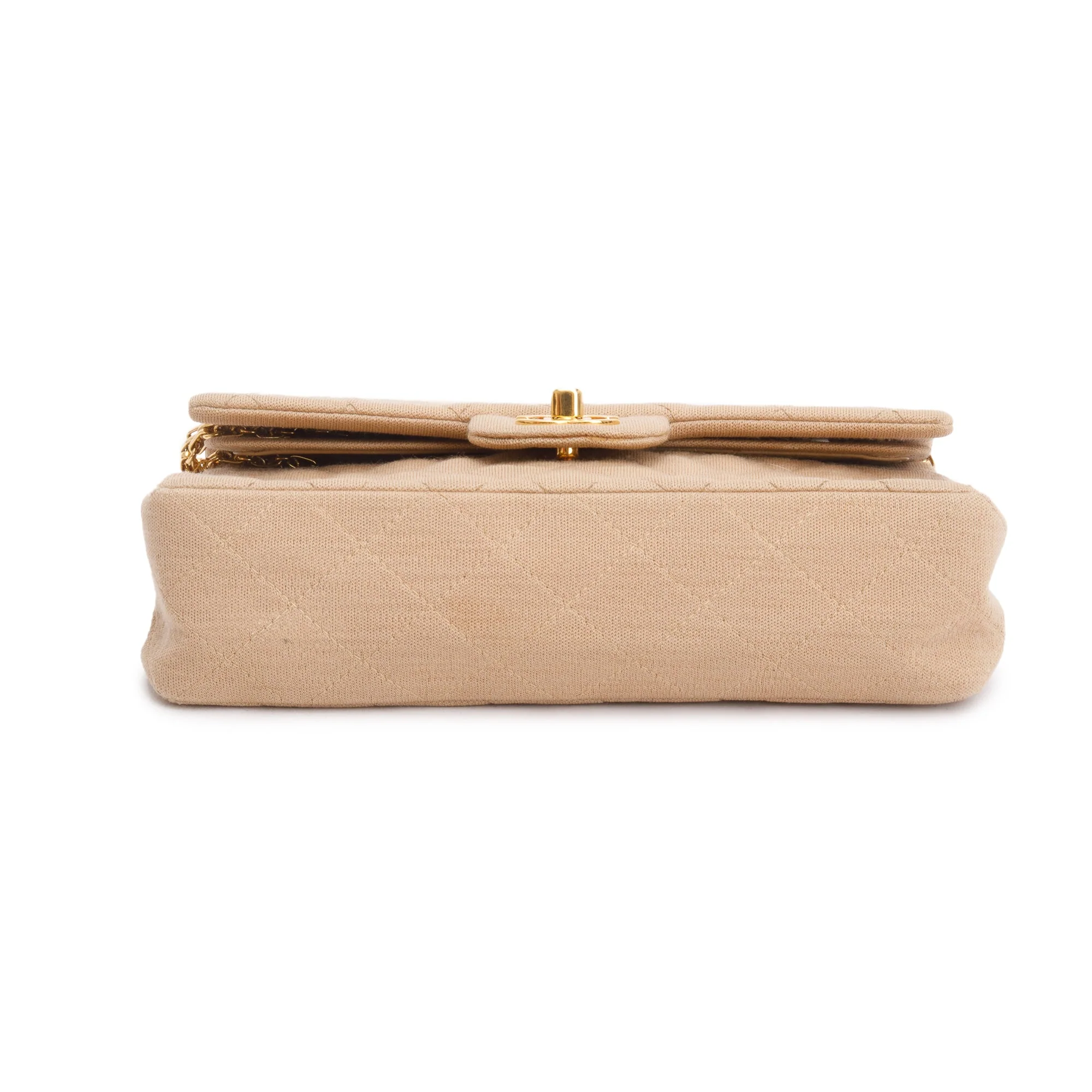 Chanel Beige Quilted Jersey Classic Medium Double Flap Bag - Image 7