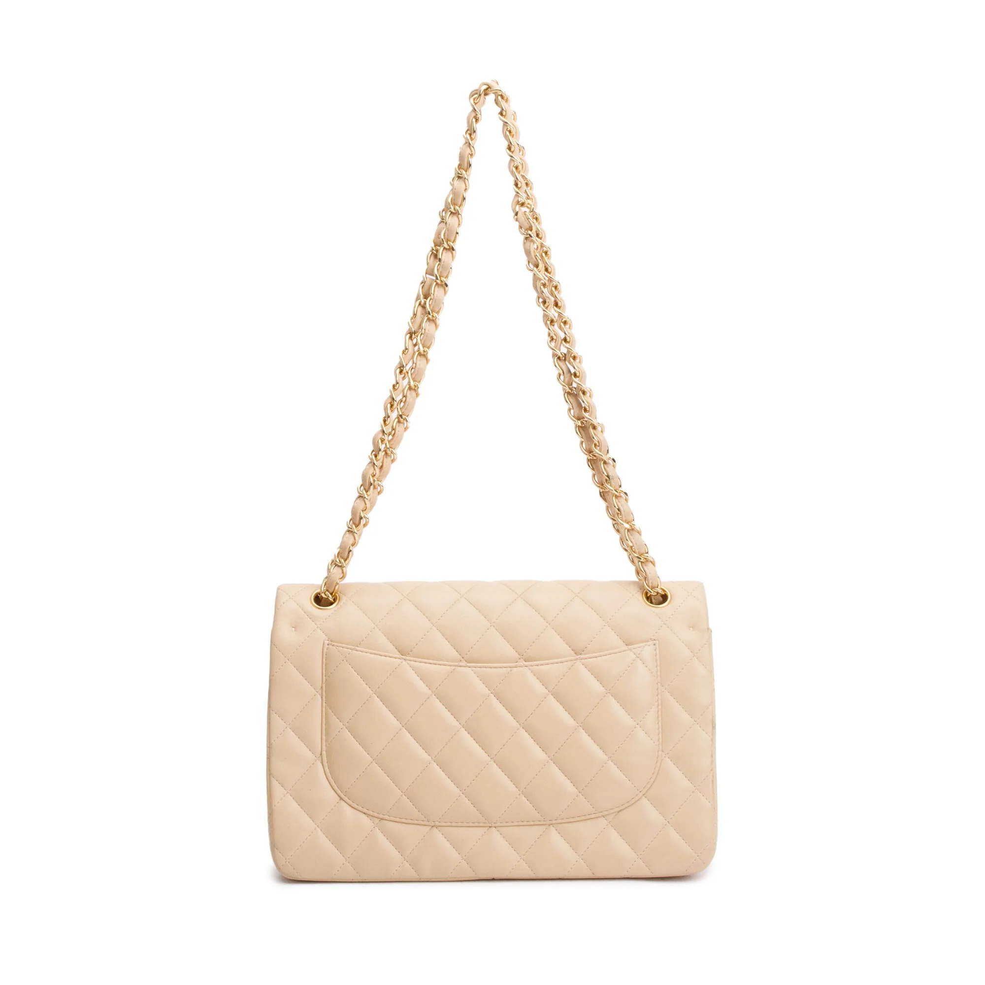 Chanel Beige Quilted Lambskin Leather Classic Jumbo Double Flap Bag w/ Authenticity Card - Image 5