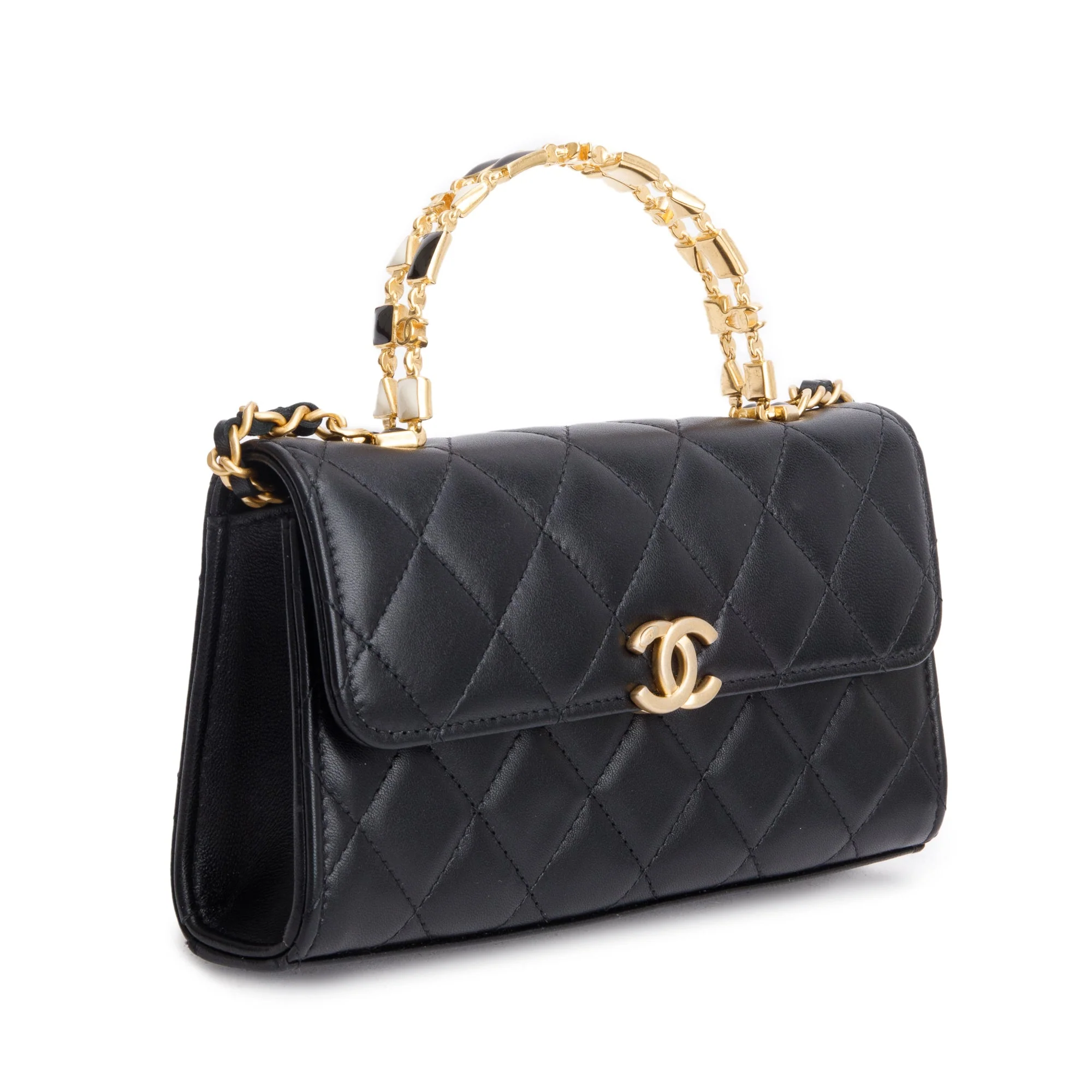 Chanel Black 2023 Lambskin Enamel Top Handle Phone Holder - Image 3