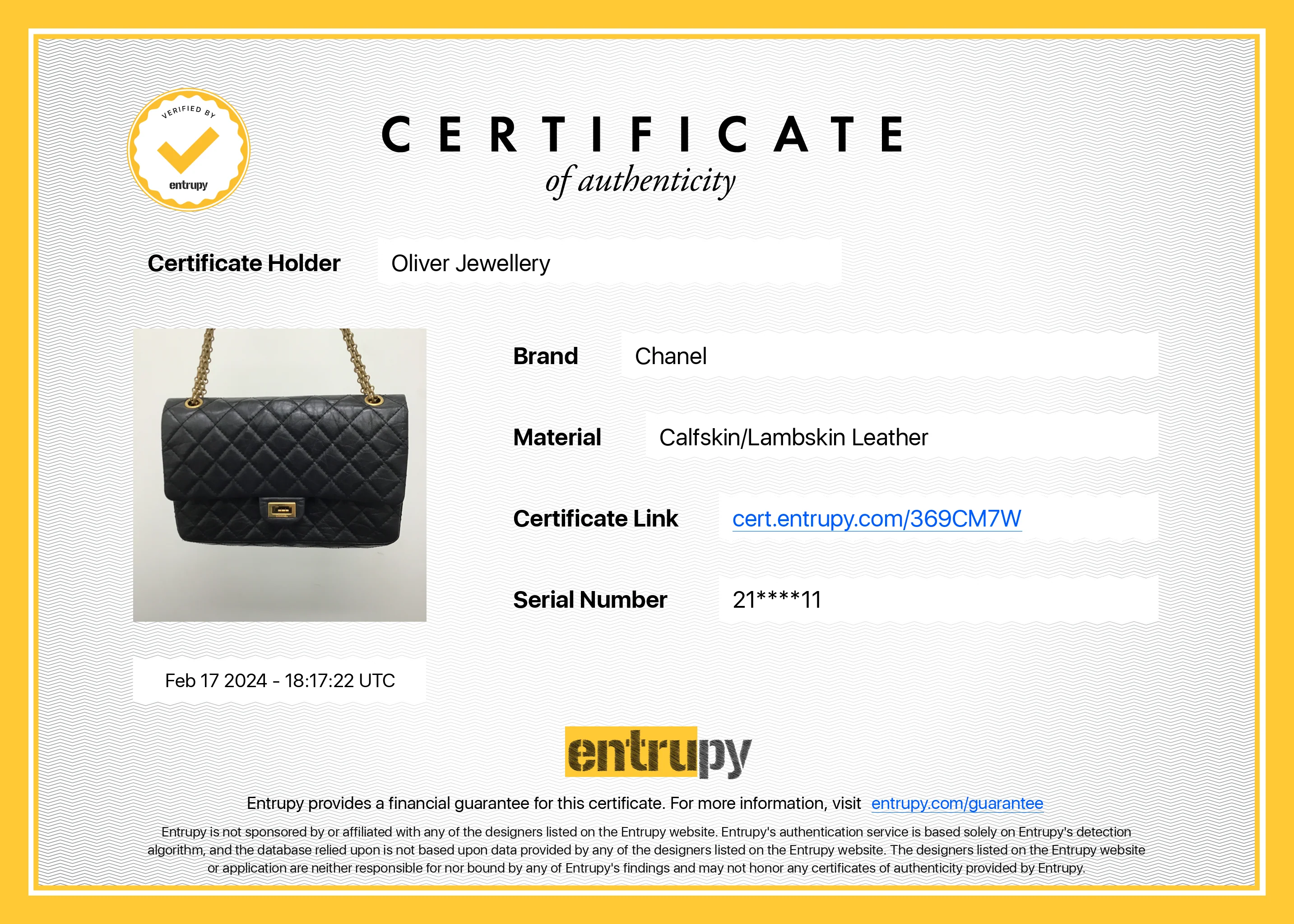 Chanel Black Aged Calfskin Leather 2.55 Reissue 226 Double Flap Bag w/ Box & Authenticity Card - Image 11
