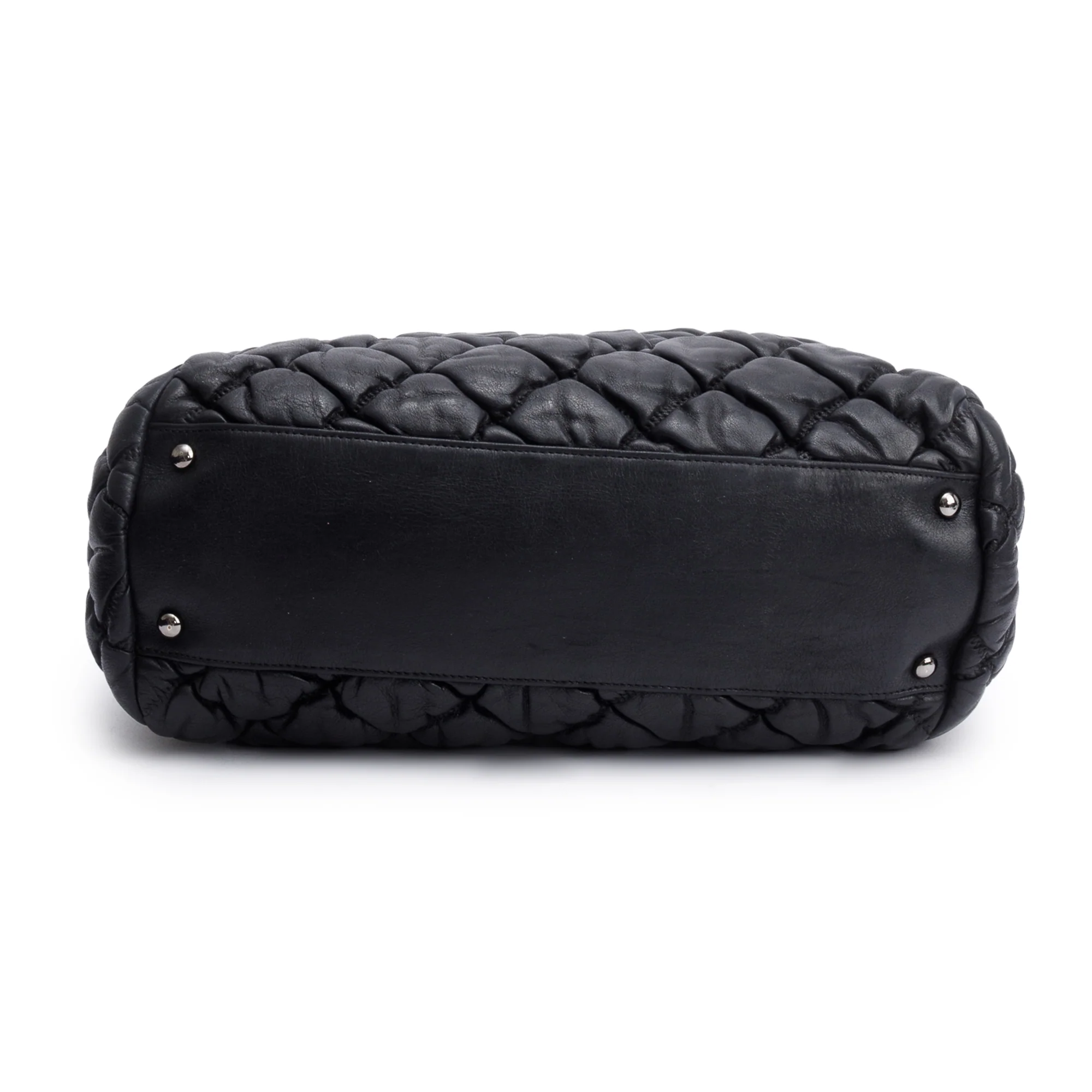 Chanel Black Bubble Quilt Lambskin Leather Medium Bowler Bag - Image 7