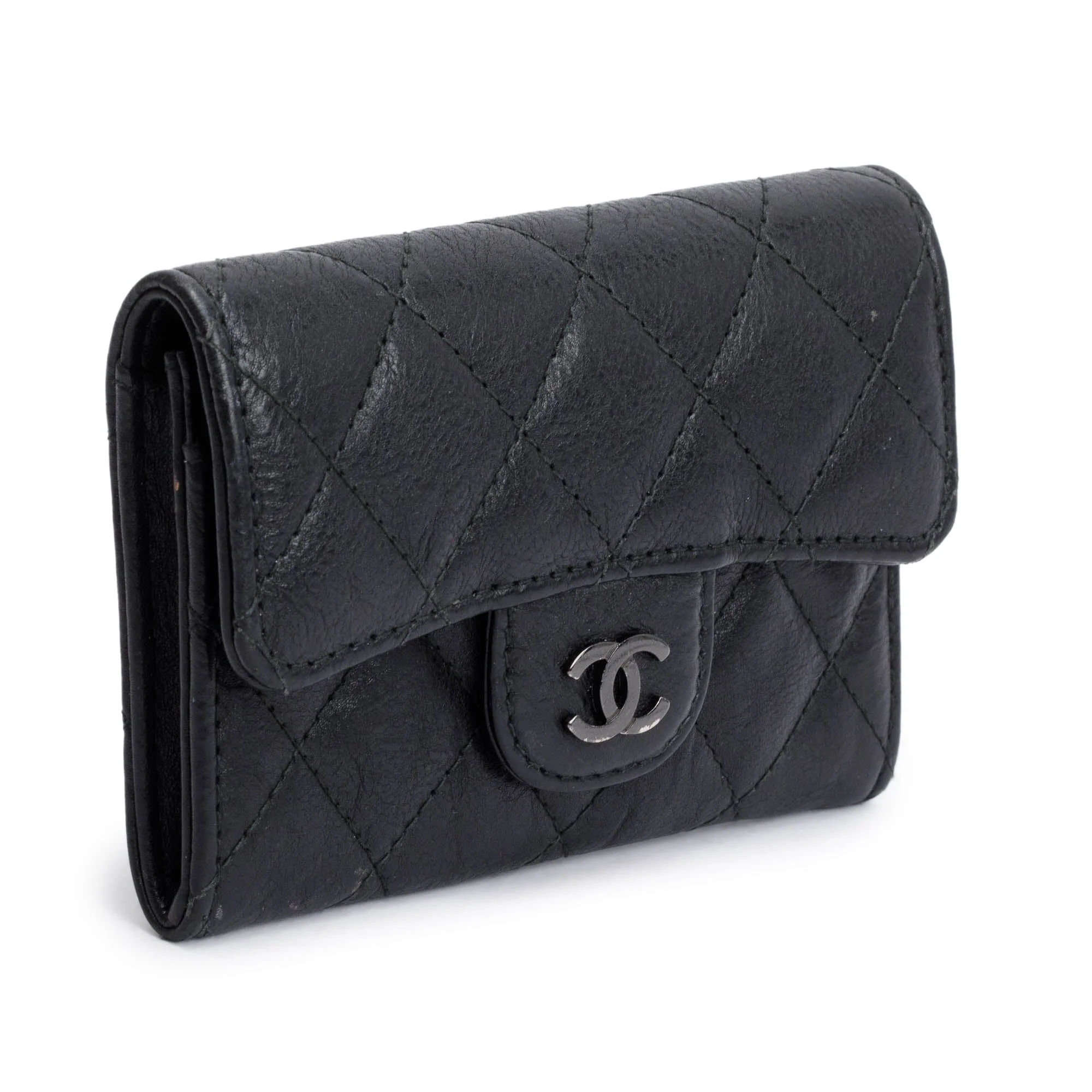 Chanel Black Calfskin Leather Classic Flap Card Holder - Image 2