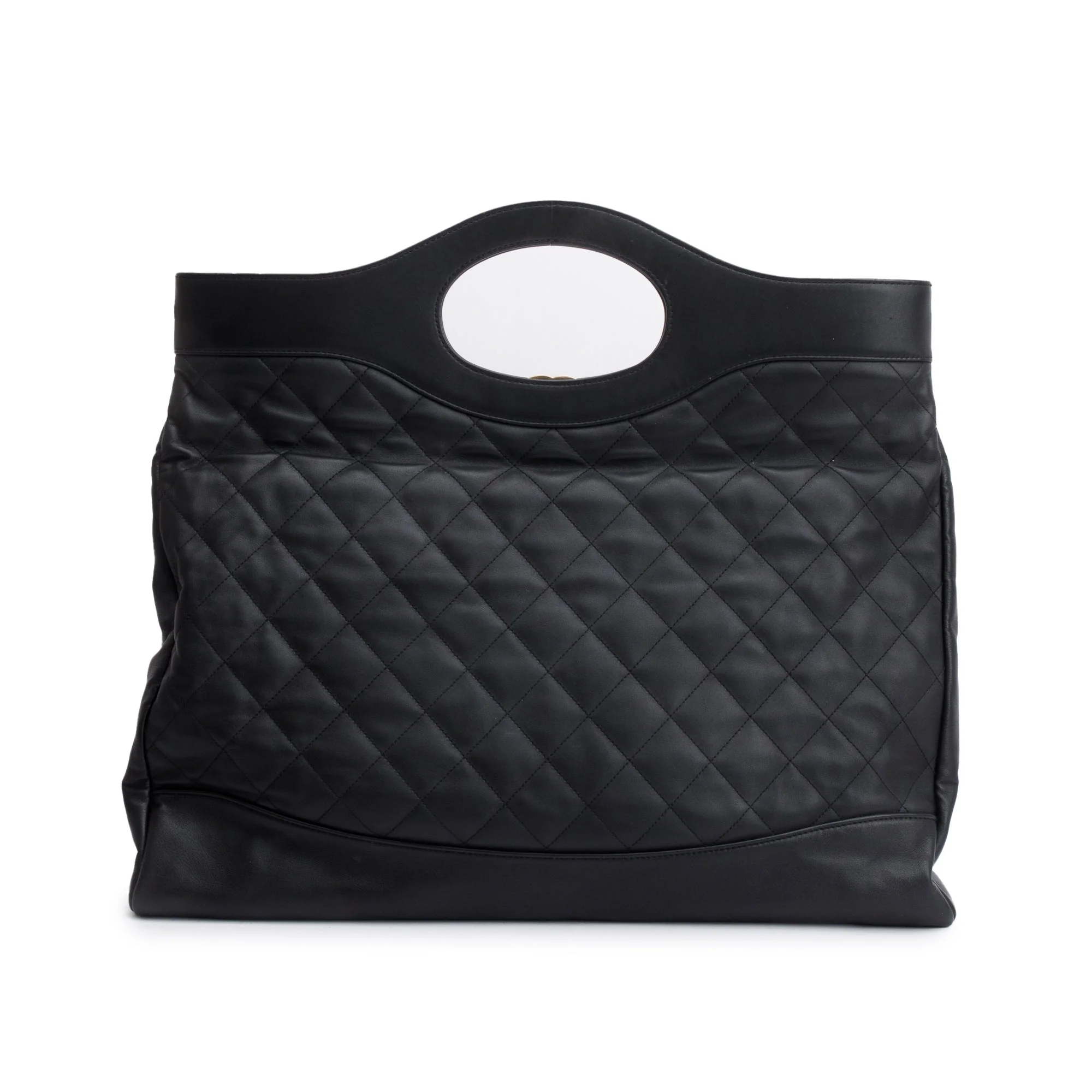 Chanel Black Calfskin Leather Large 31 Shopping Tote w/ Authenticity Card - Image 5
