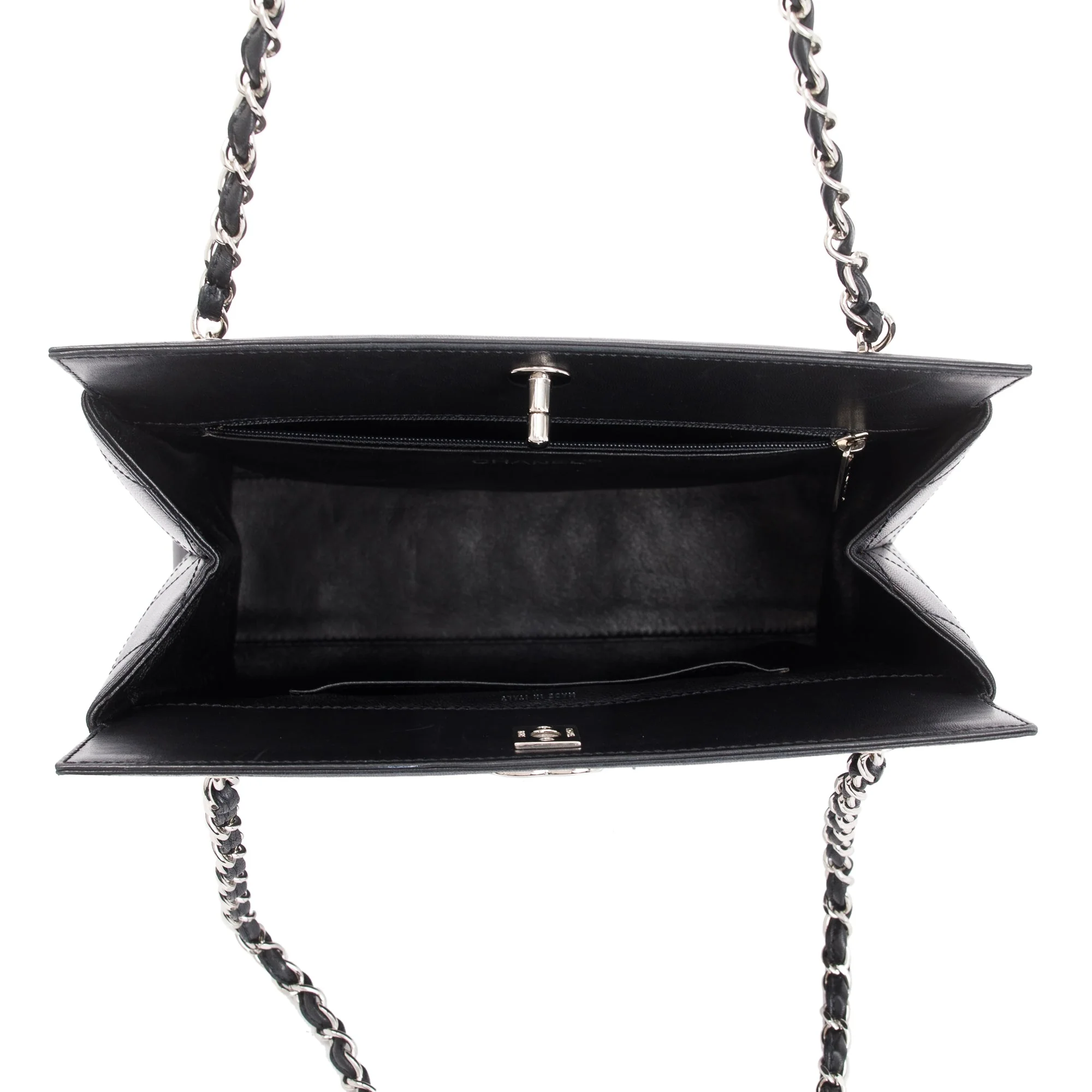 Chanel Black Calfskin Leather Turn-Lock CC Small Chain Tote - Image 15