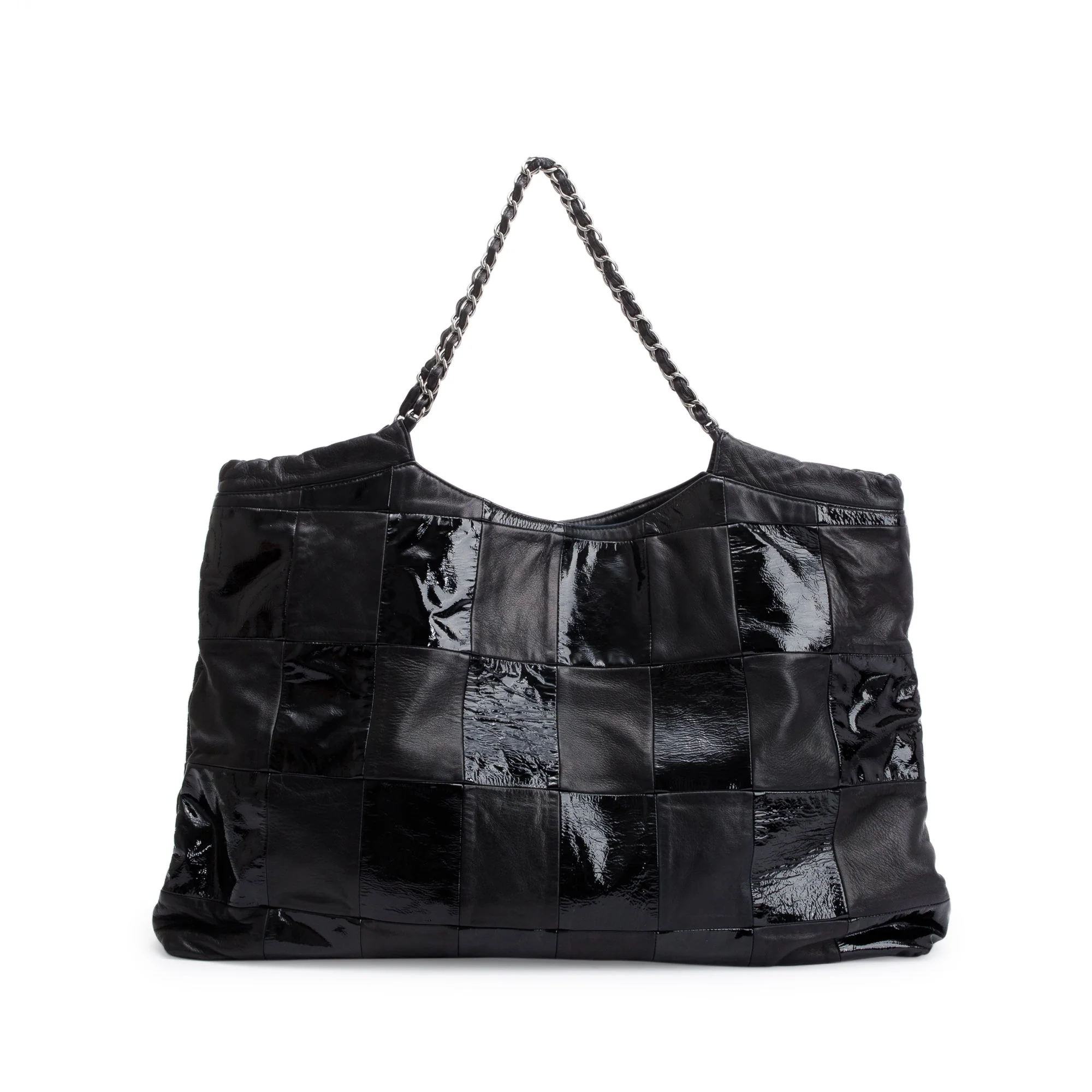 Chanel Black Calfskin/Patent Leather Brooklyn Tote Bag w/ Authenticity Card - Image 3