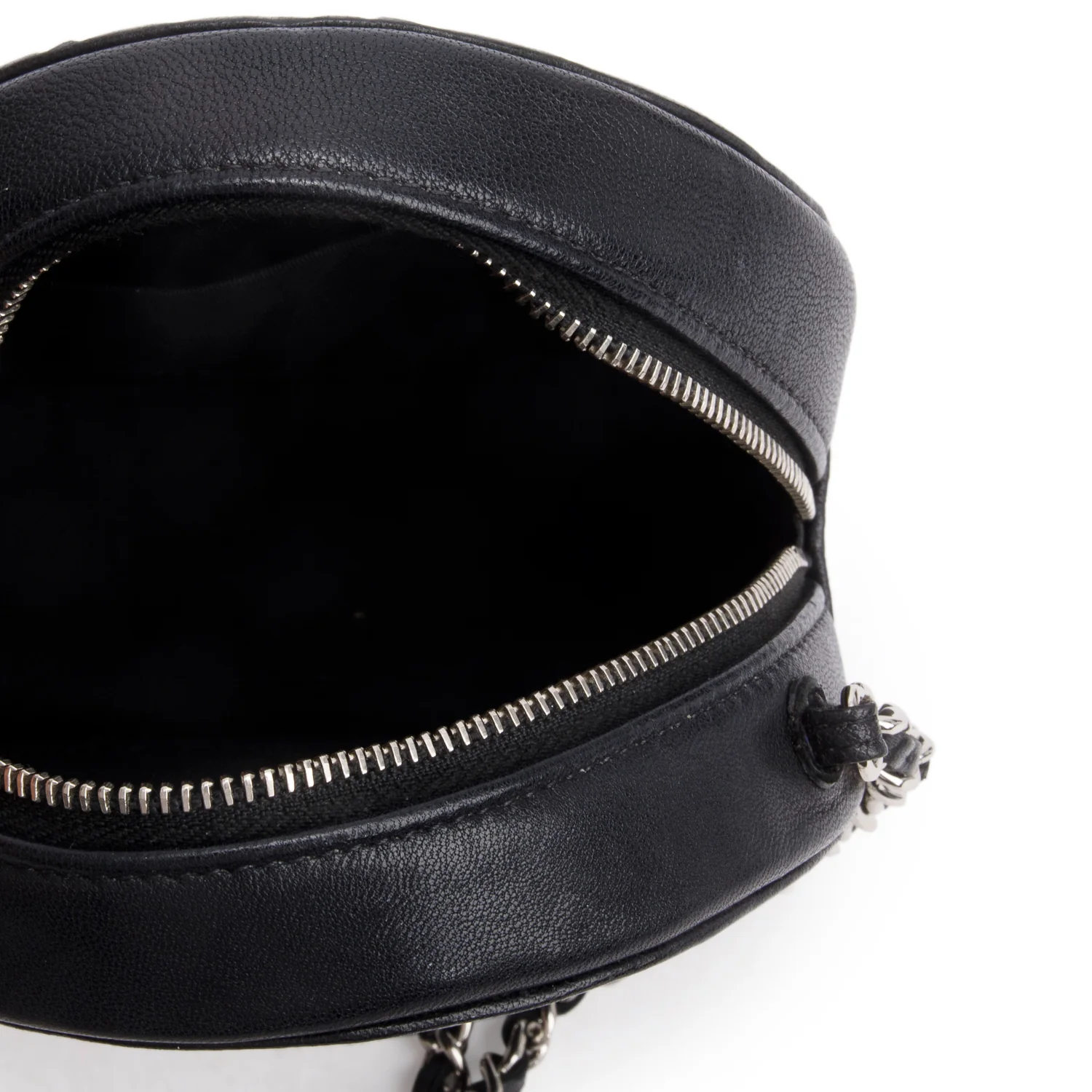 Chanel Black Caviar Camellia Embossed Round Clutch w/ Box & Authenticity Card - Image 7