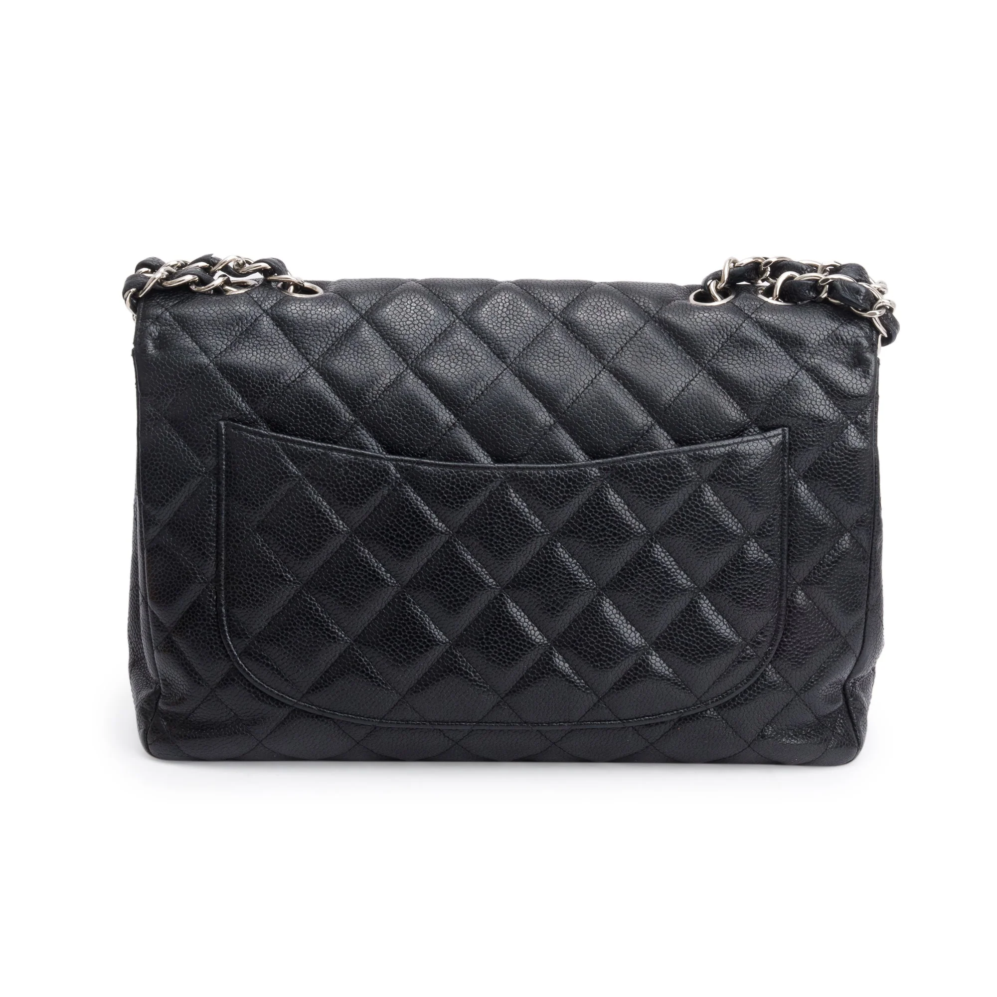 Chanel Black Caviar Classic Jumbo Single Flap Bag w/ Authenticity Card - Image 5