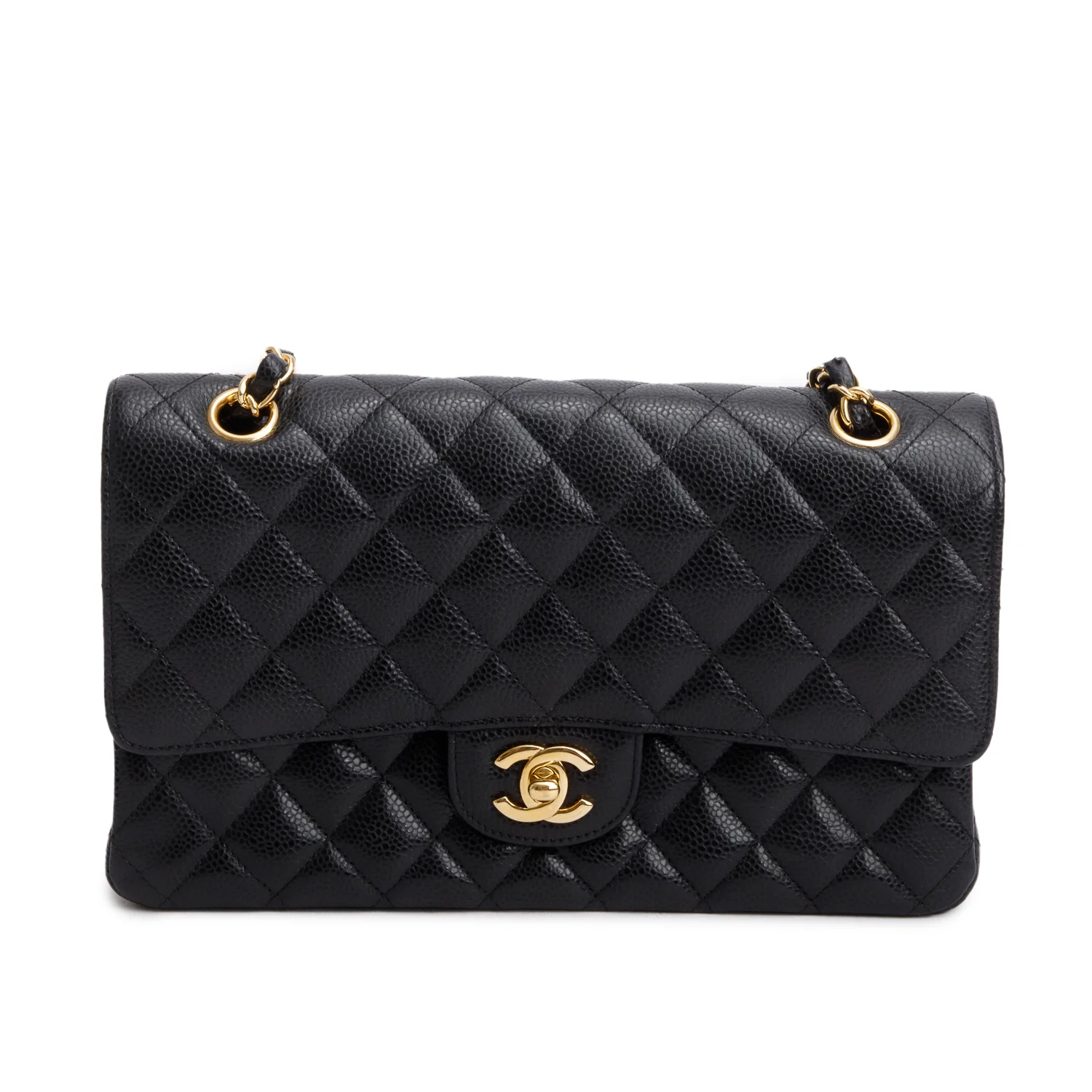 Chanel Black Caviar Classic Medium Double Flap Bag w/ Authenticity Card - Image 3