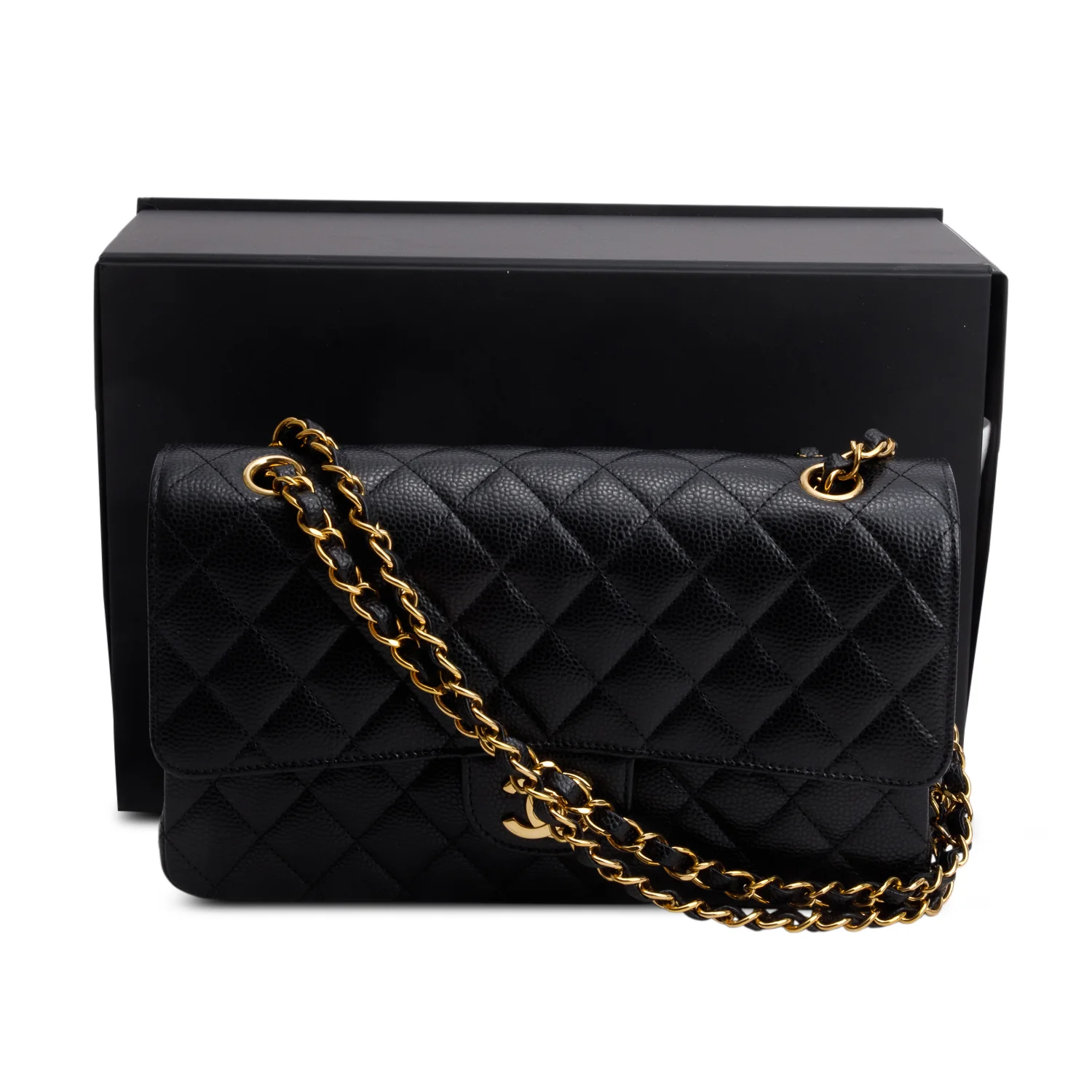 Chanel Black Caviar Classic Medium Double Flap Bag w/ Box - Image 3