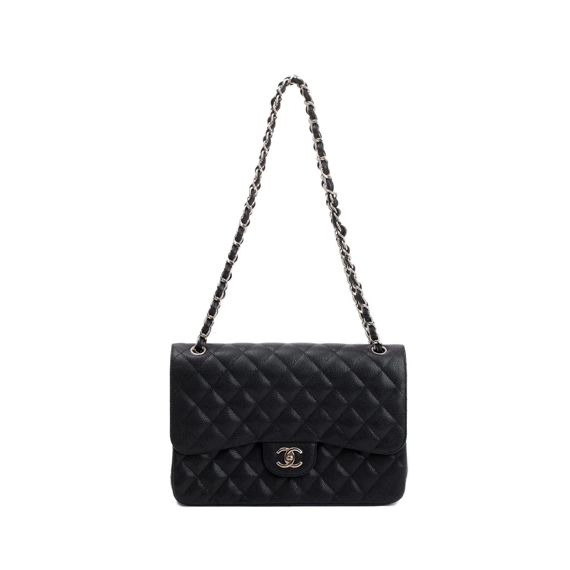 Chanel Black Caviar Leather Classic Jumbo Double Flap Bag w/ Box & Authenticity Card - Image 4
