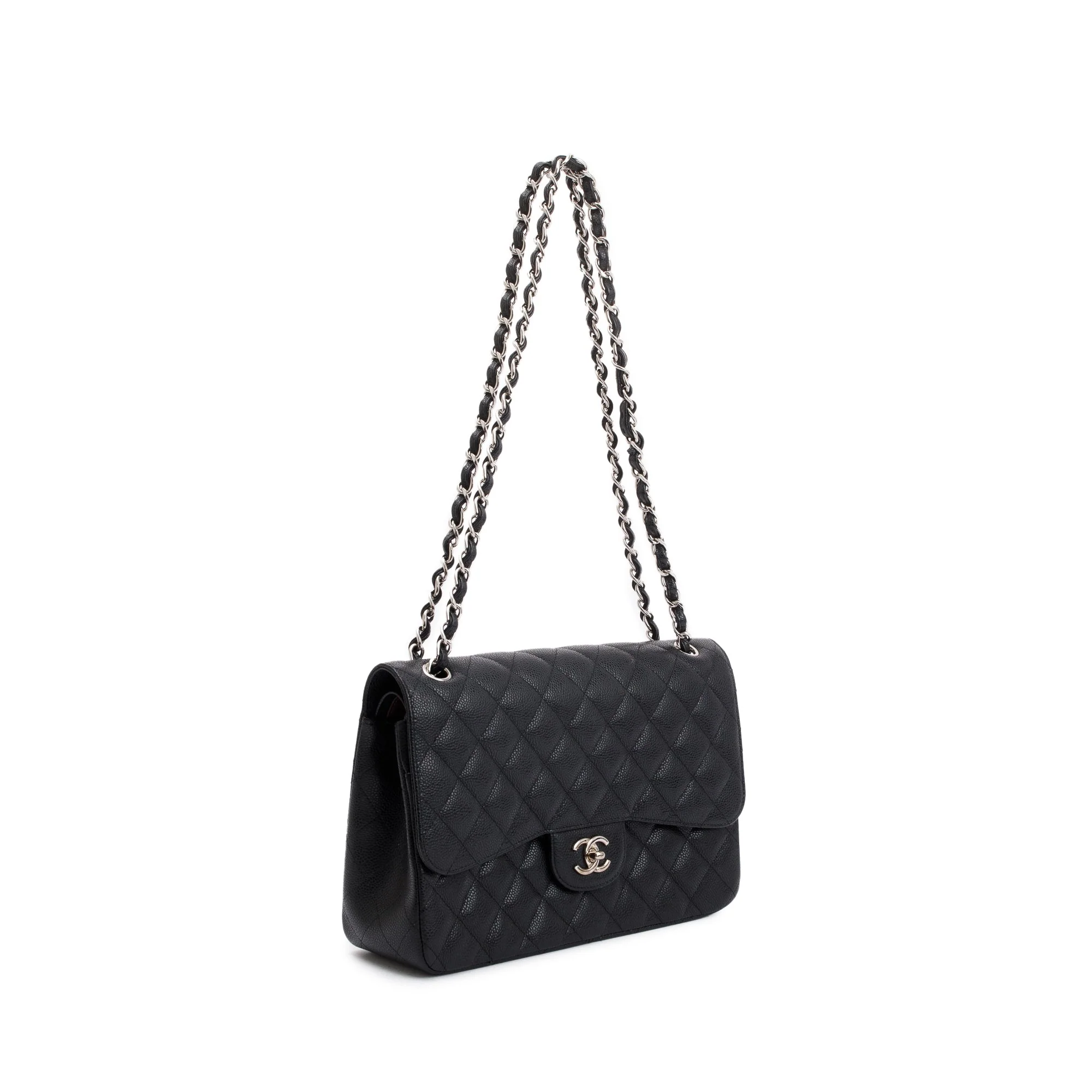 Chanel Black Caviar Leather Classic Jumbo Double Flap Bag w/ Box & Authenticity Card - Image 5