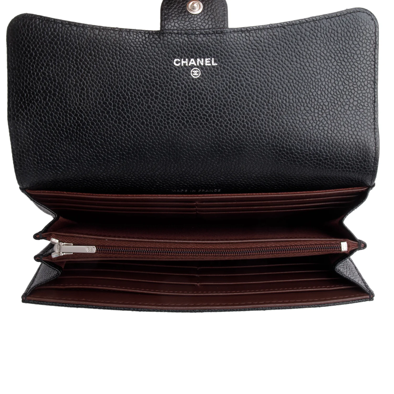 Chanel Black Caviar Leather Classic Long Flap Wallet w/ Box - Image 5