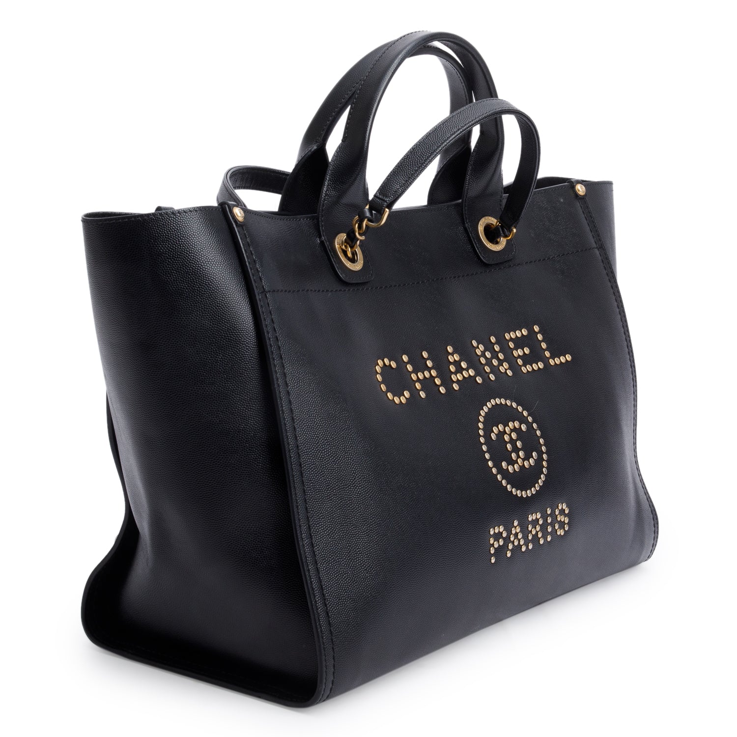 Chanel Black Caviar Leather Medium Studded Deauville Tote w/ Authenticity Card - Image 3
