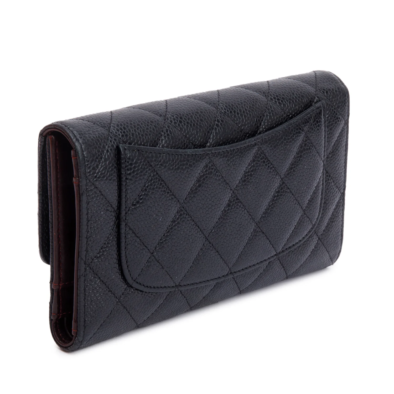 Chanel Black Caviar Leather Medium Trifold Wallet w/ Card - Image 4