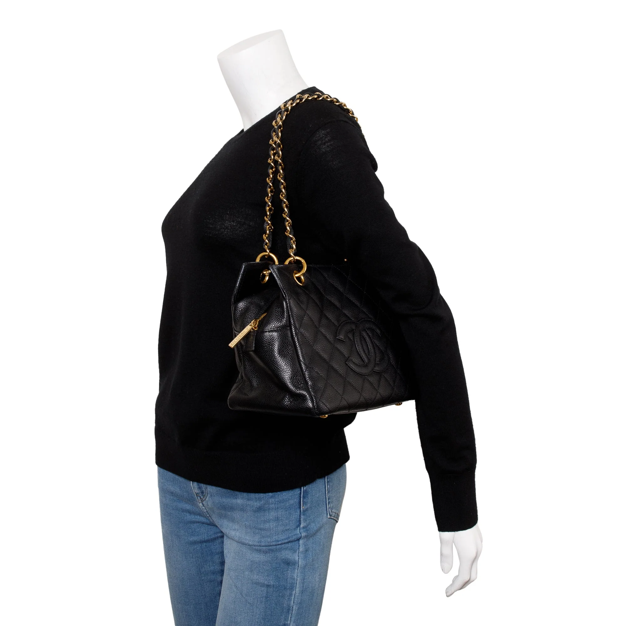 Chanel Black Caviar Leather Petite Timeless Tote w/ Box & Authenticity Card - Image 2