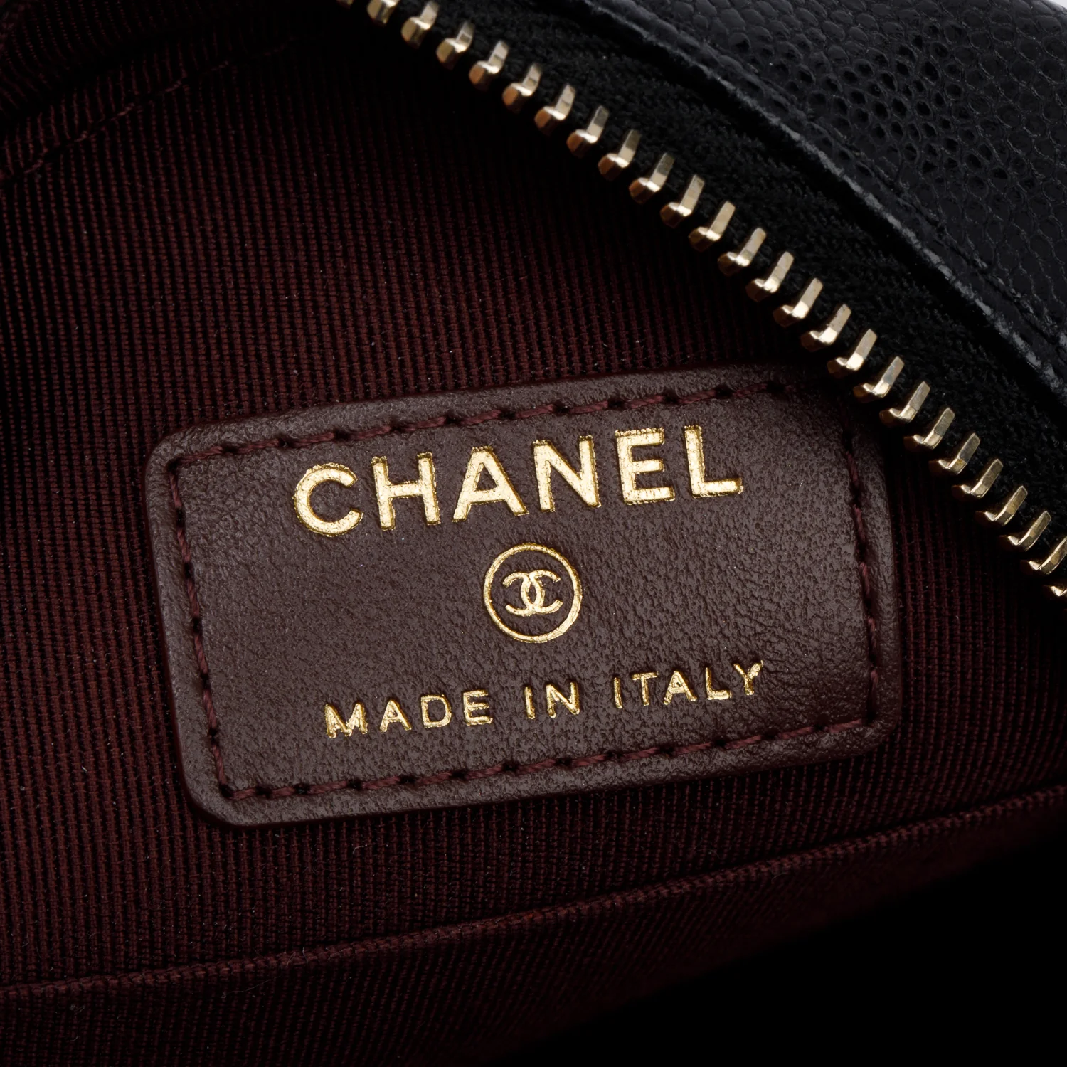 Chanel Black Caviar Leather Round Clutch with Chain w/ Authenticity Card - Image 9