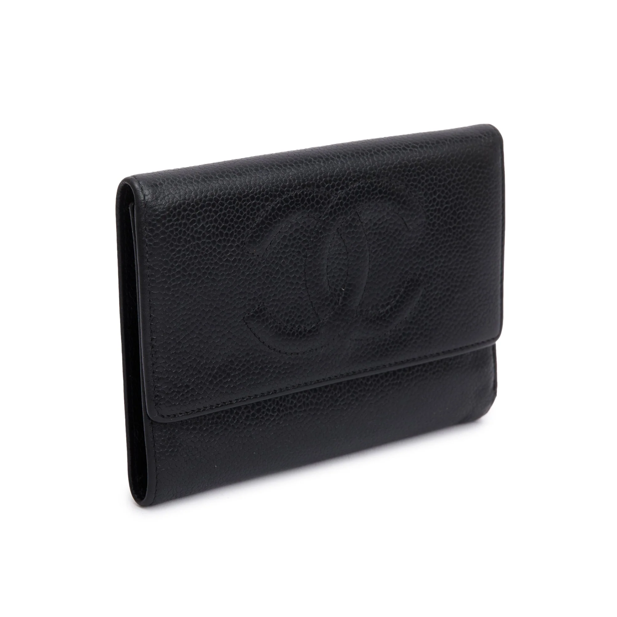 Chanel Black Caviar Leather Timeless Trifold Compact Wallet - Image 2