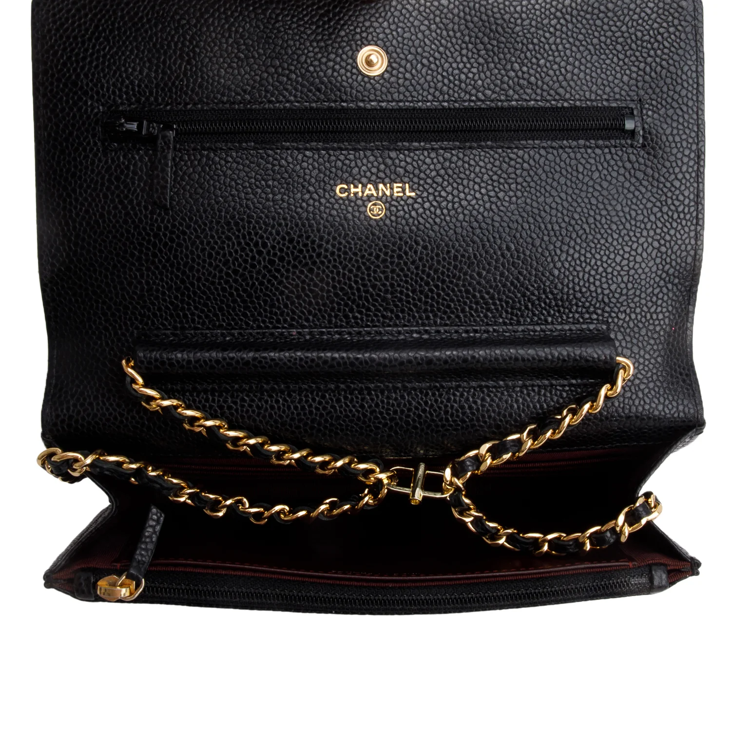 Chanel Black Caviar Quilted Classic Wallet on Chain - Image 7