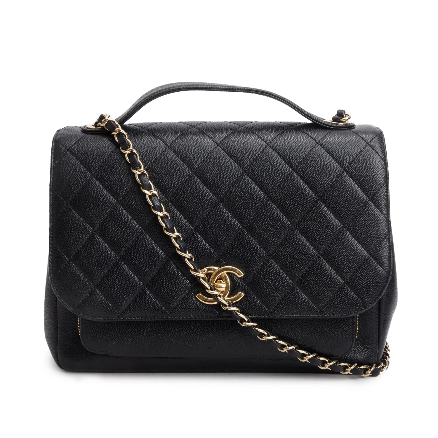 Chanel Black Caviar Quilted Large Business Affinity Flap w/ Authenticity Card & Receipt