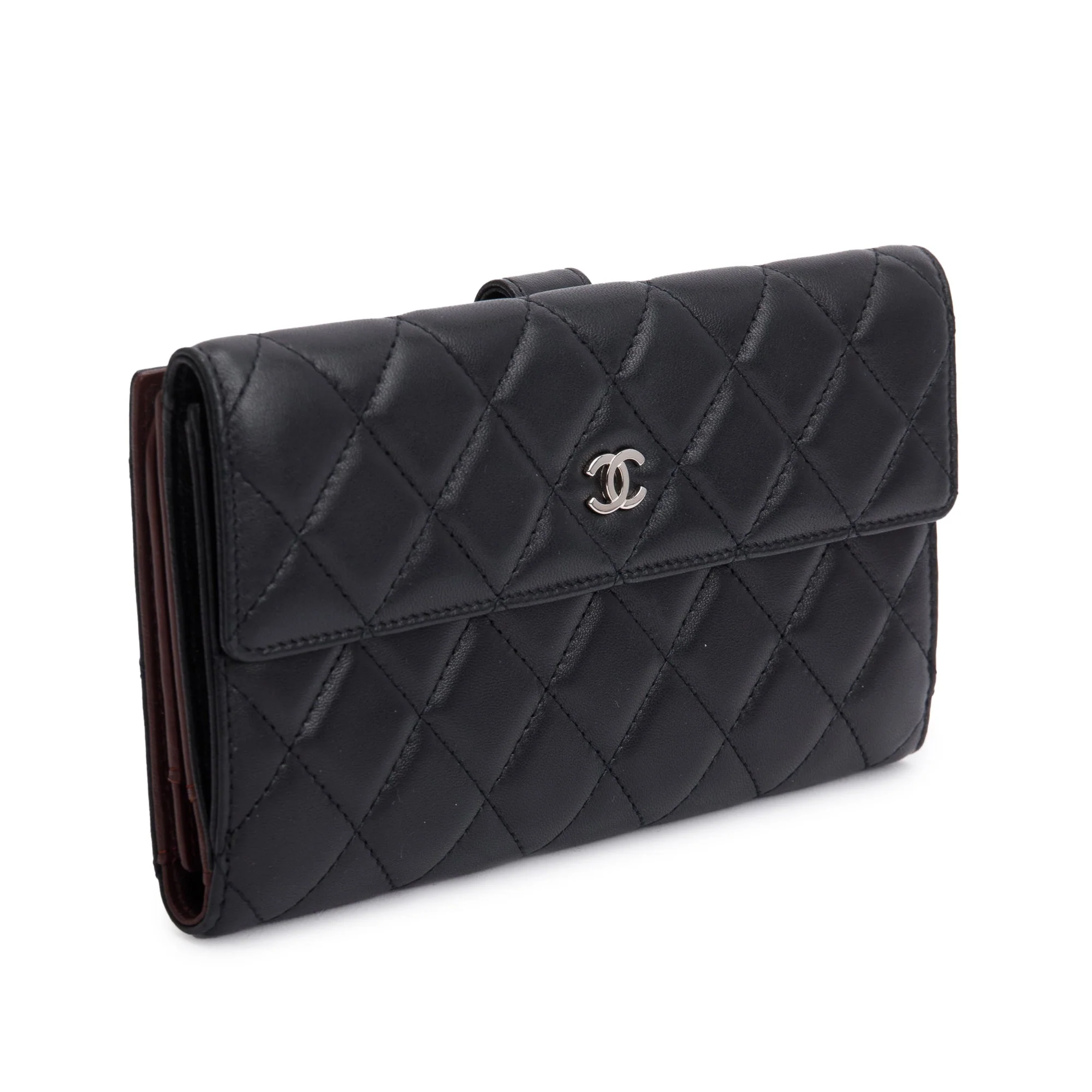 Chanel Black Caviar Quilted Leather CC Long Double Wallet w/ Box & Authenticity Card - Image 3