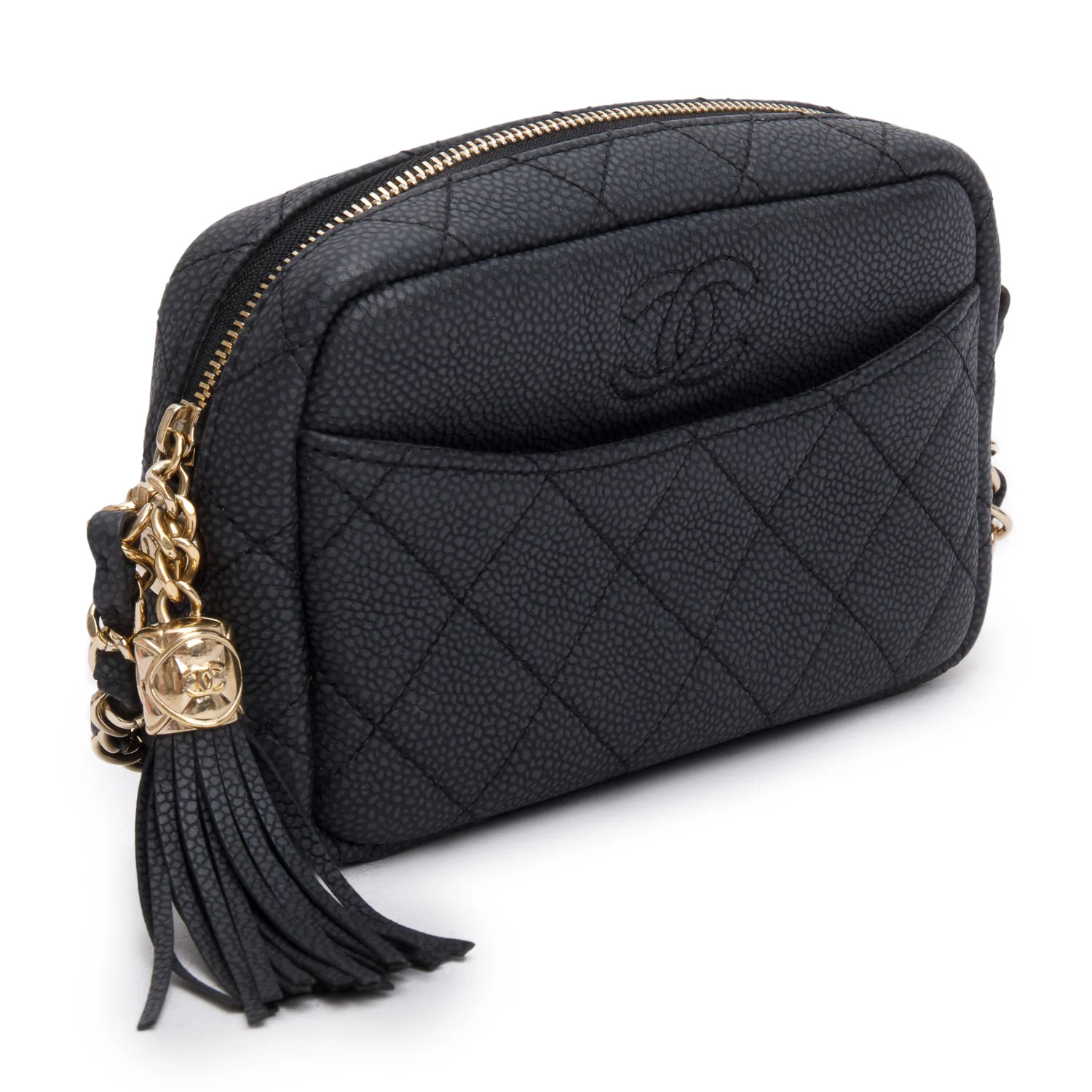 Chanel Black Caviar Quilted Mini Coco Tassel Camera Case - Image 4