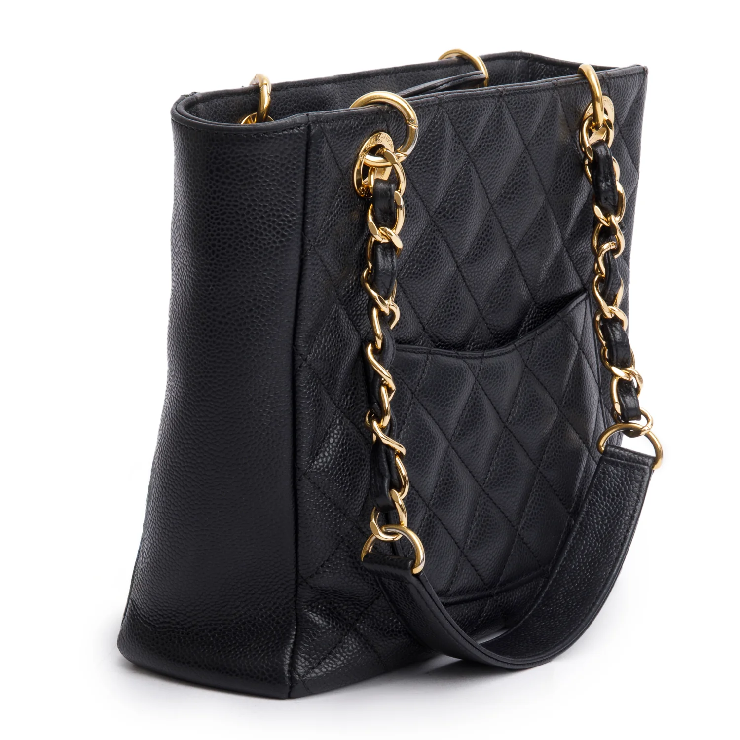Chanel Black Caviar Quilted Petit Shopping Tote w/ Box, Authenticity Card & Receipt - Image 6