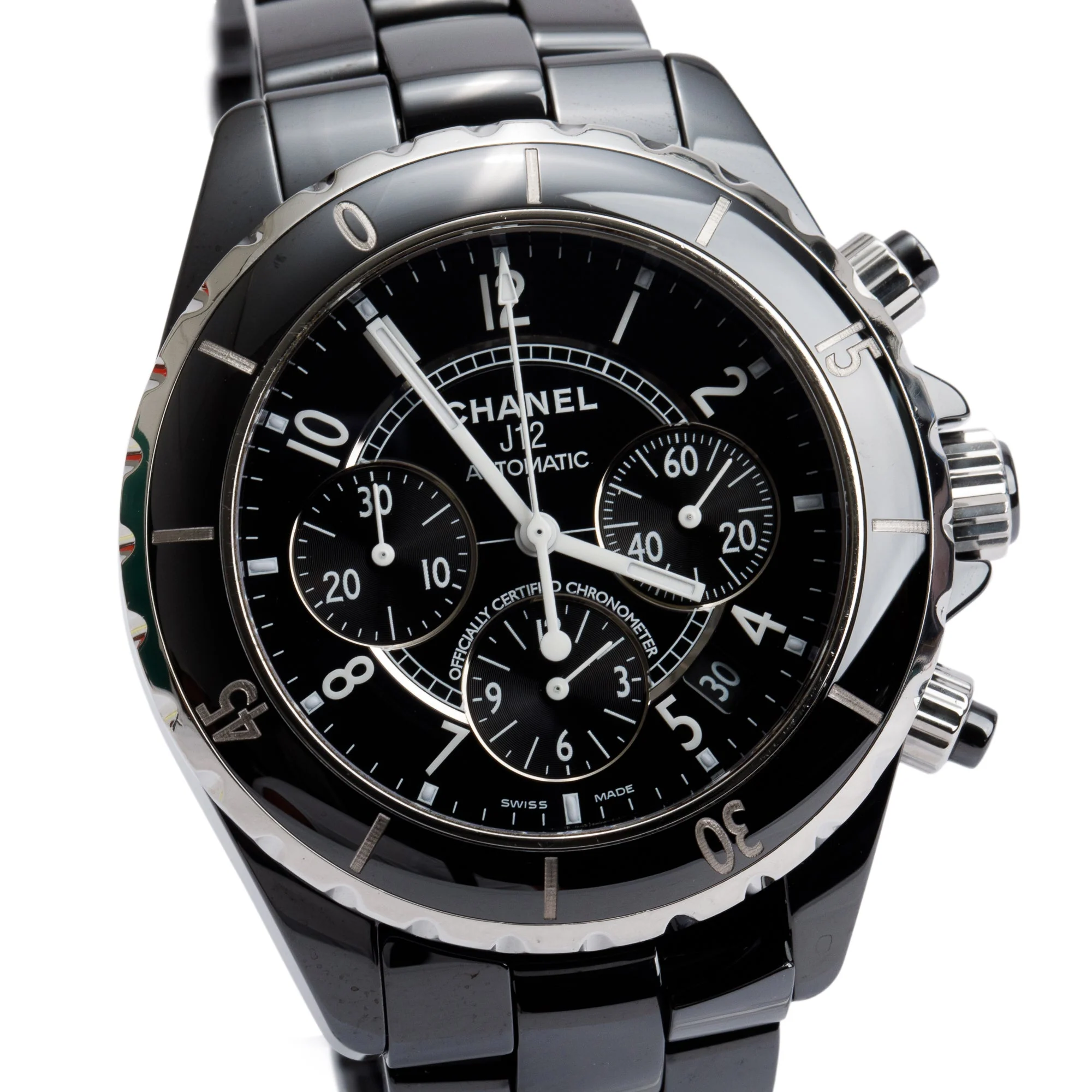 Chanel Black Ceramic Chronograph J12 41 MM Automatic Watch w/ Papers - Image 3
