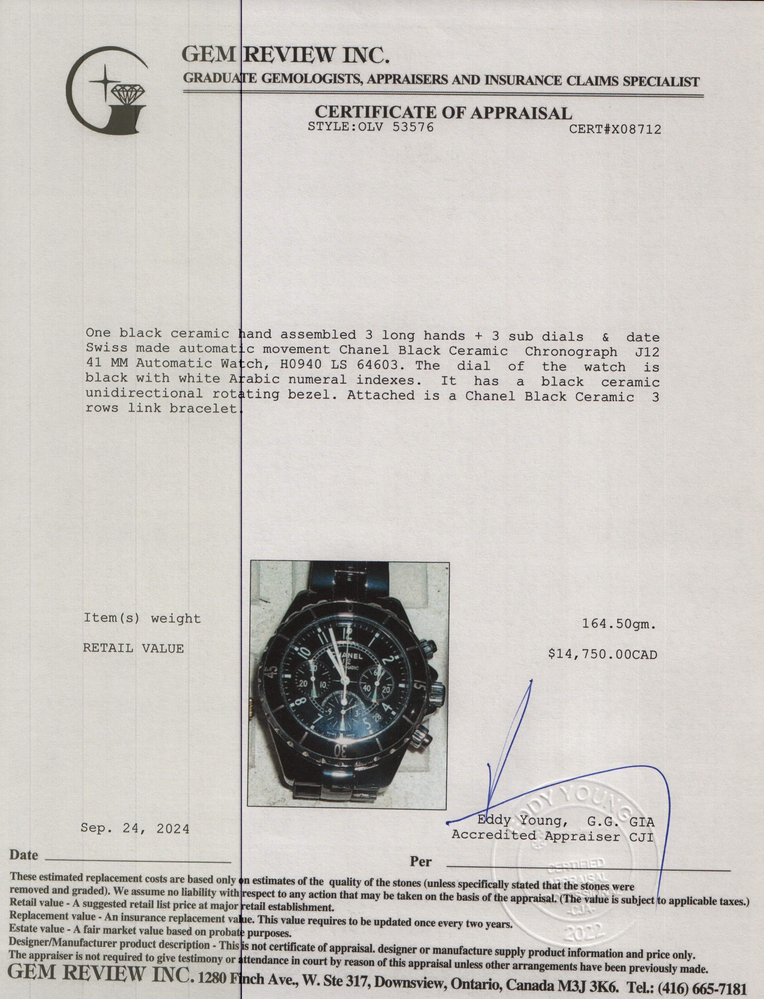 Chanel Black Ceramic Chronograph J12 41 MM Automatic Watch w/ Papers - Image 6