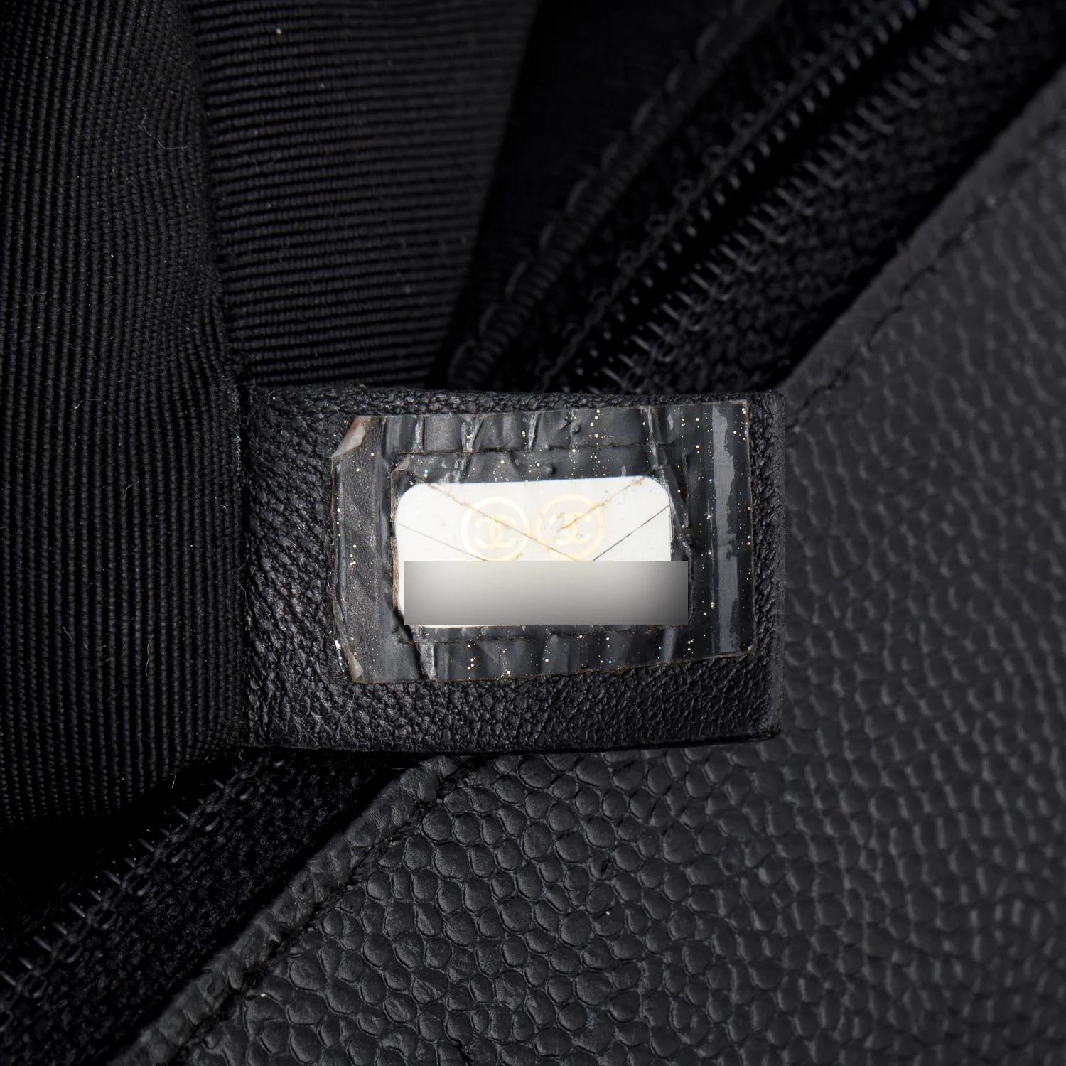 Chanel Black Chevron Quilted Caviar Large Boy Bag w/ Authenticity Card - Image 10