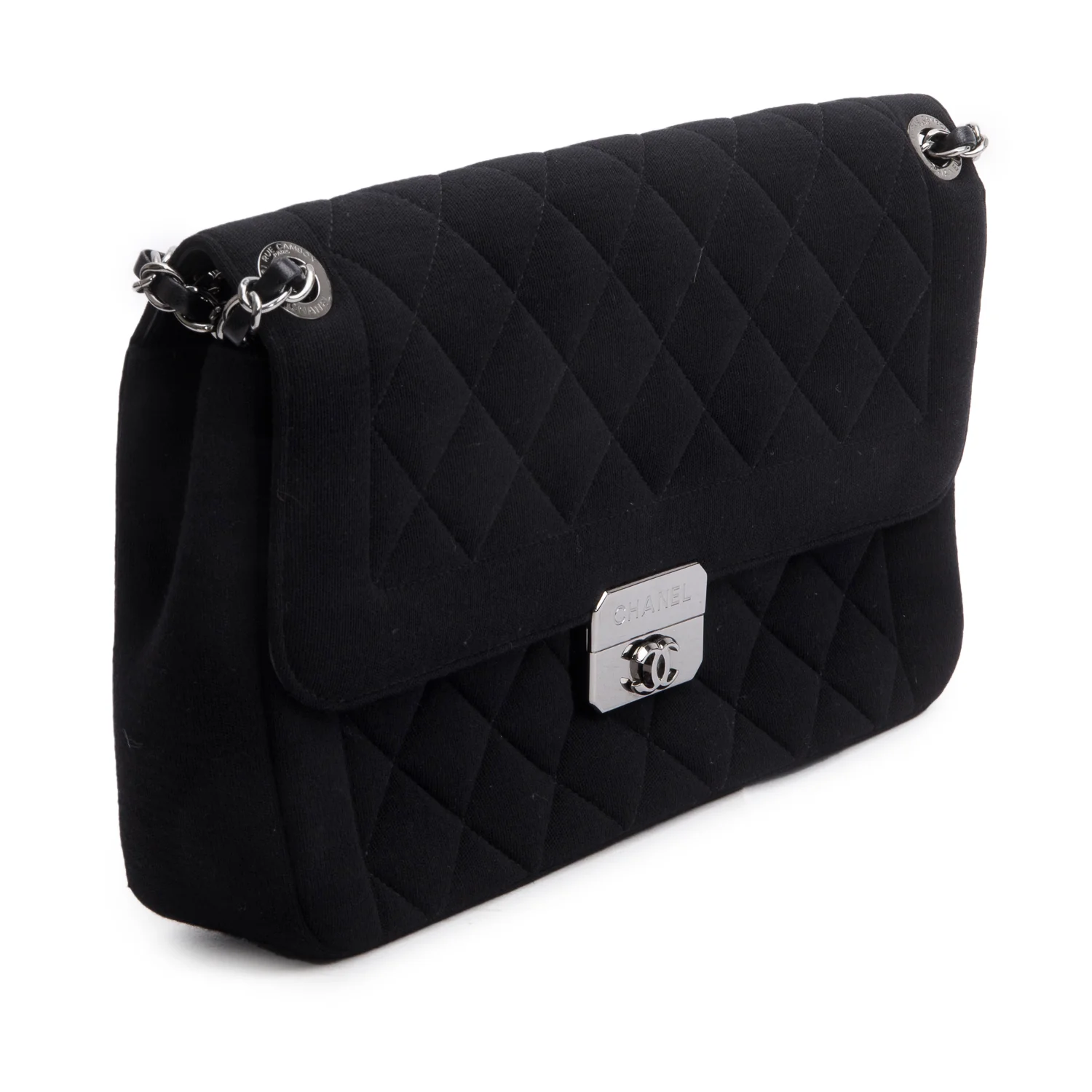 Chanel Black Jersey Quilted Chic With Me Large Flap Bag - Image 4