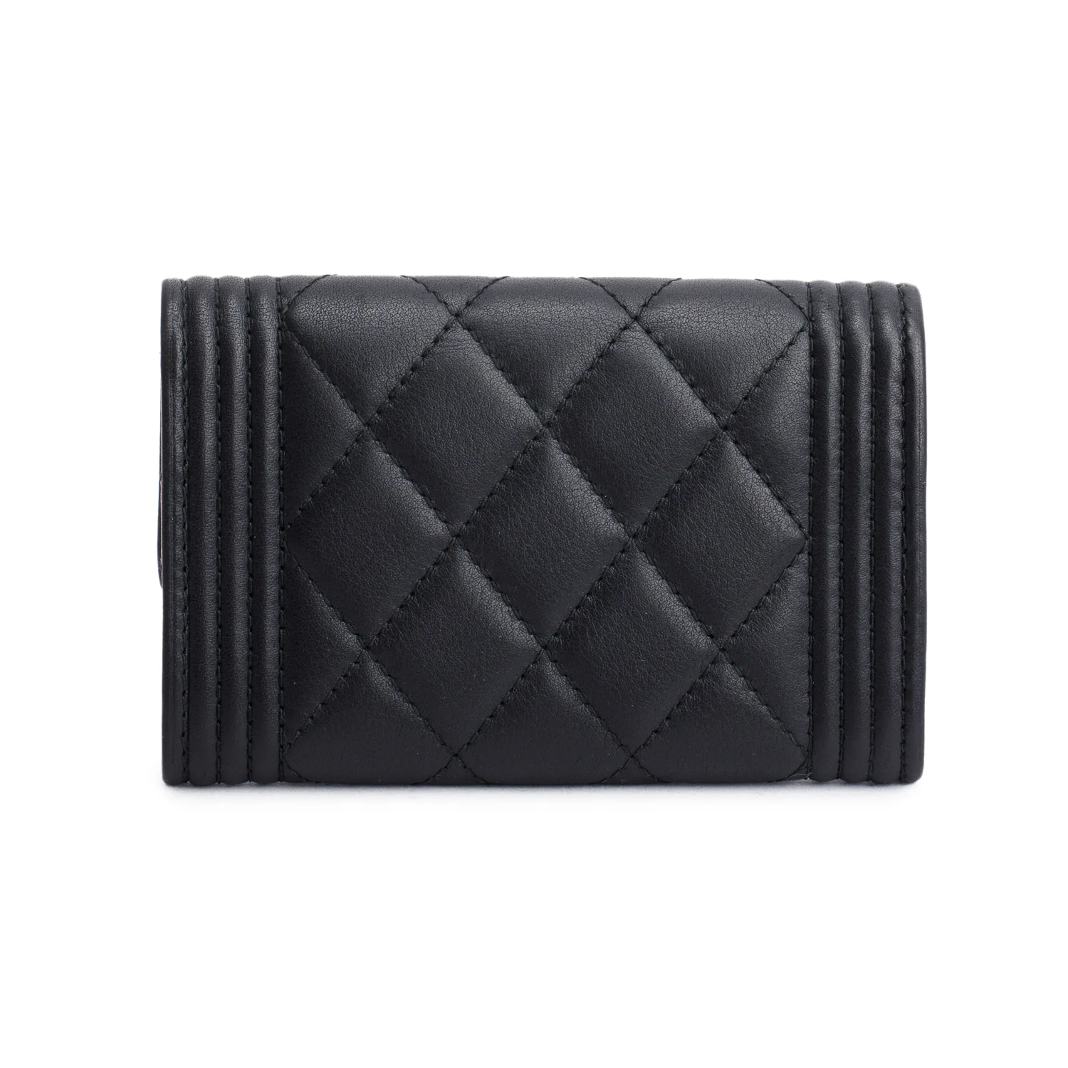 Chanel Black Lambskin Boy Flap Card Holder w/ Box, Receipt & Authenticity Card - Image 4