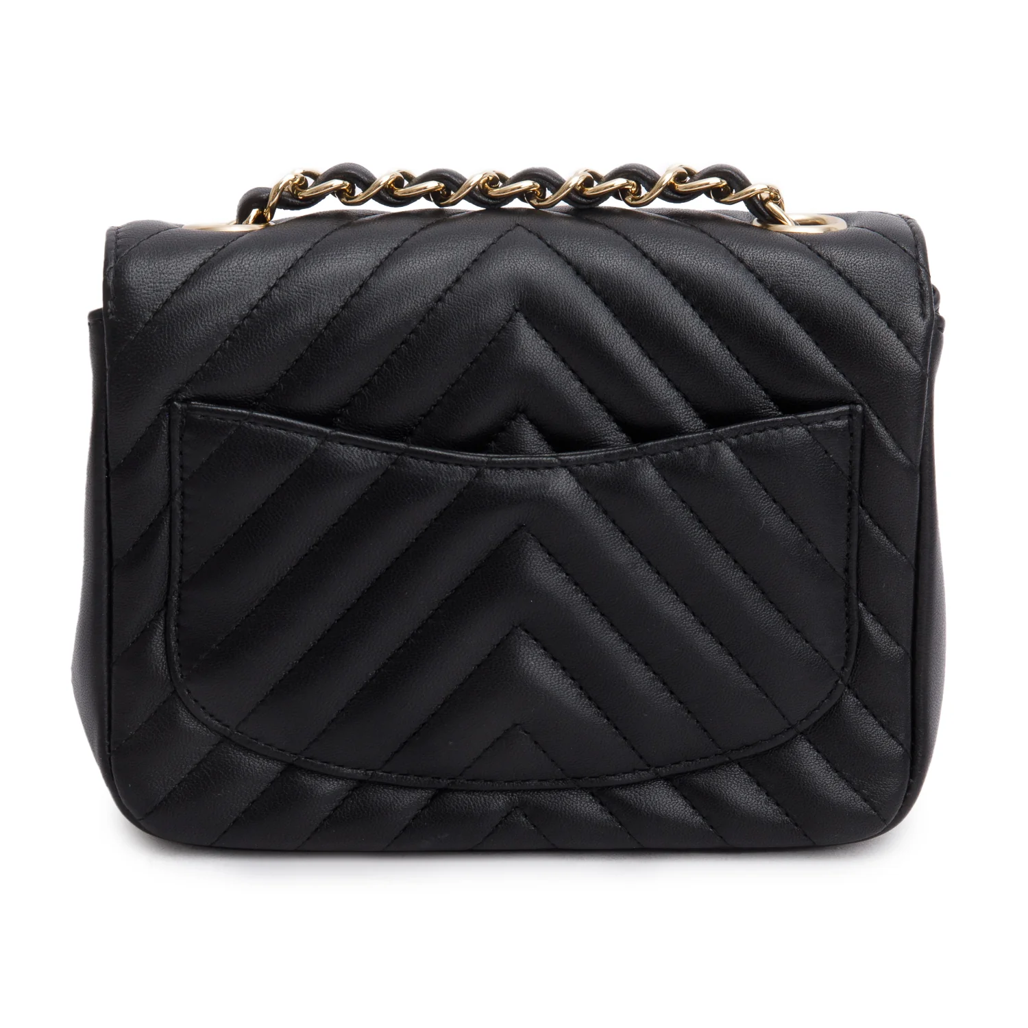 Chanel Black Lambskin Chevron Quilted Mini Square Flap Bag w/ Authenticity Card - Image 5