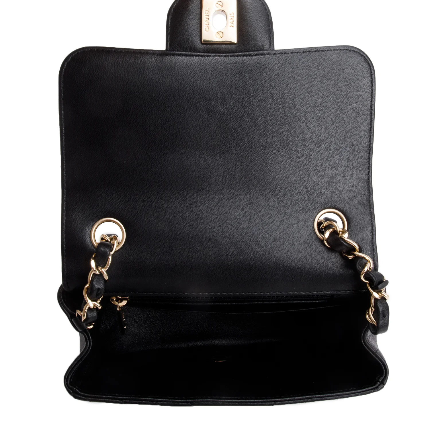 Chanel Black Lambskin Chevron Quilted Mini Square Flap Bag w/ Authenticity Card - Image 8