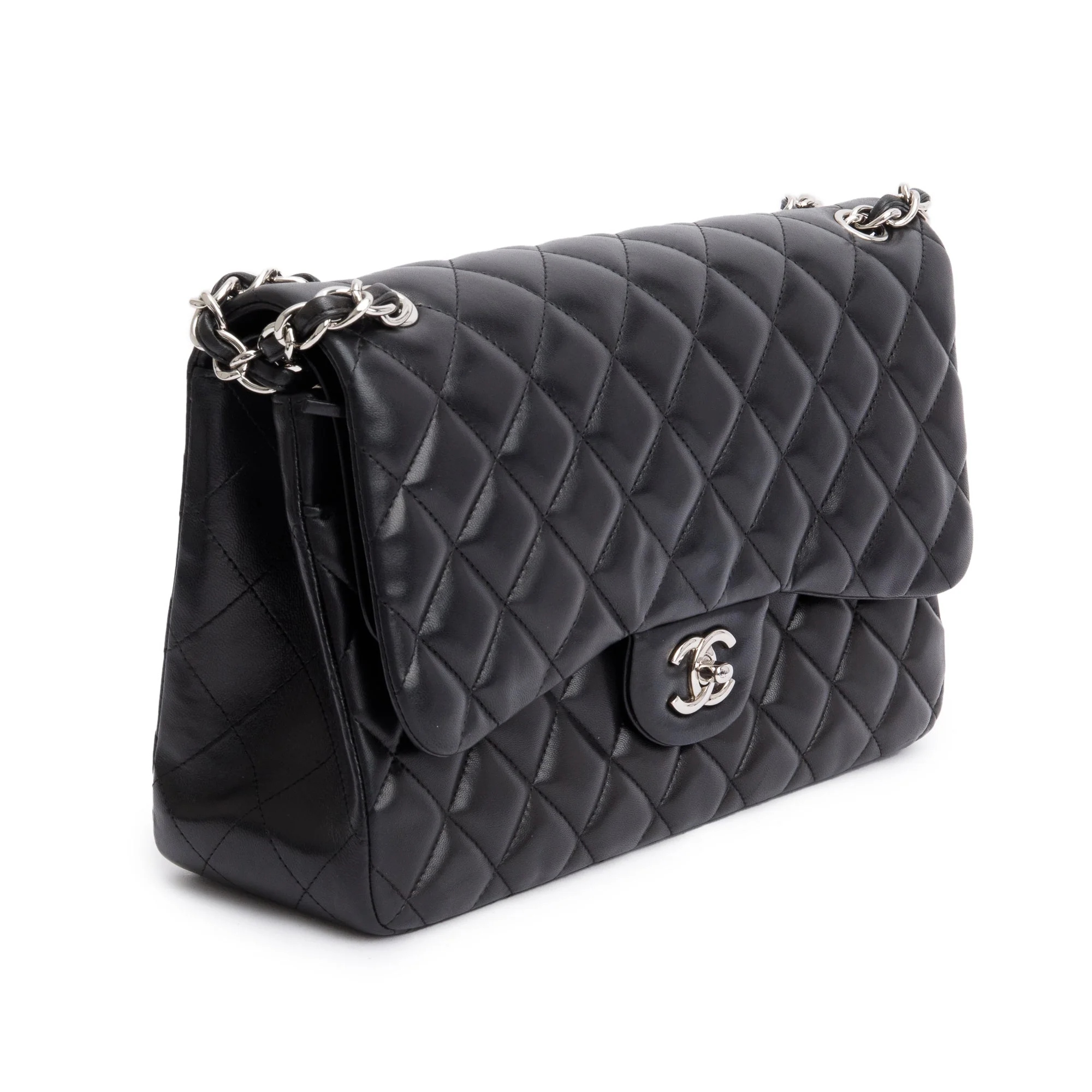 Chanel Black Lambskin Classic Jumbo Double Flap Bag - Image 4