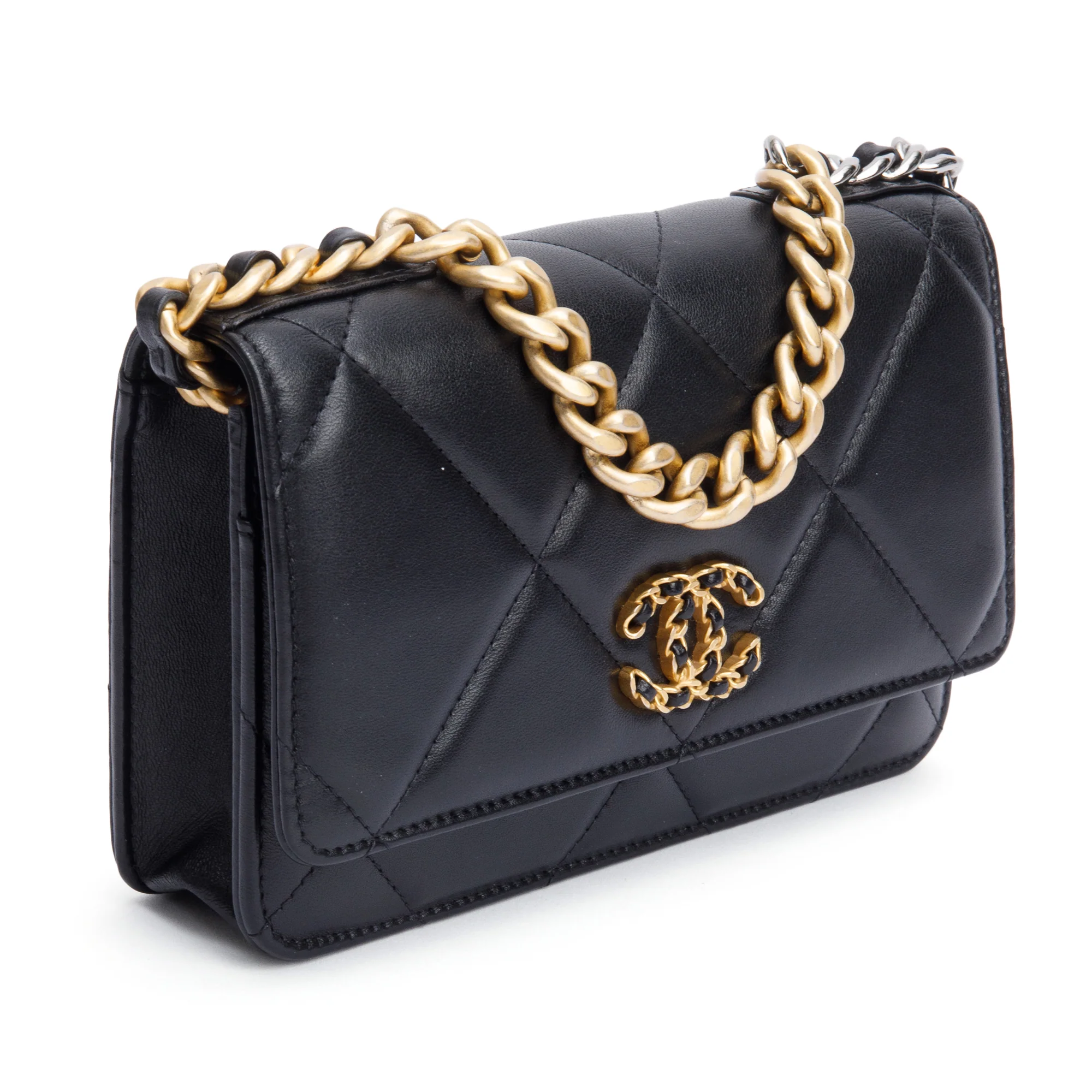 Chanel Black Lambskin Leather 19 Wallet On Chain w/ Box - Image 5